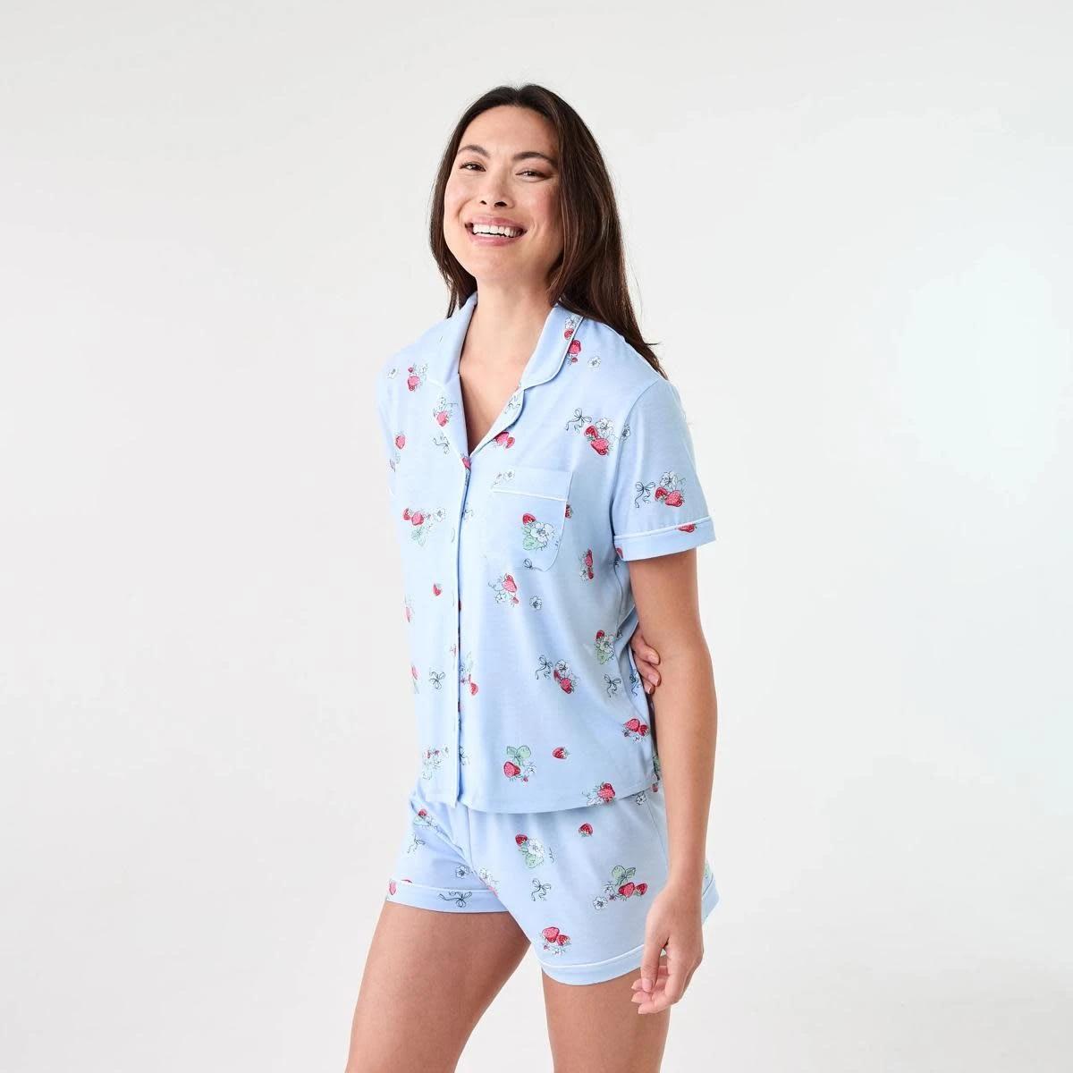 2 Short Sleeve Top and Shorts Comfort Pyjama Set HALO BERRY HALOGEN BLUE, 2 of 8