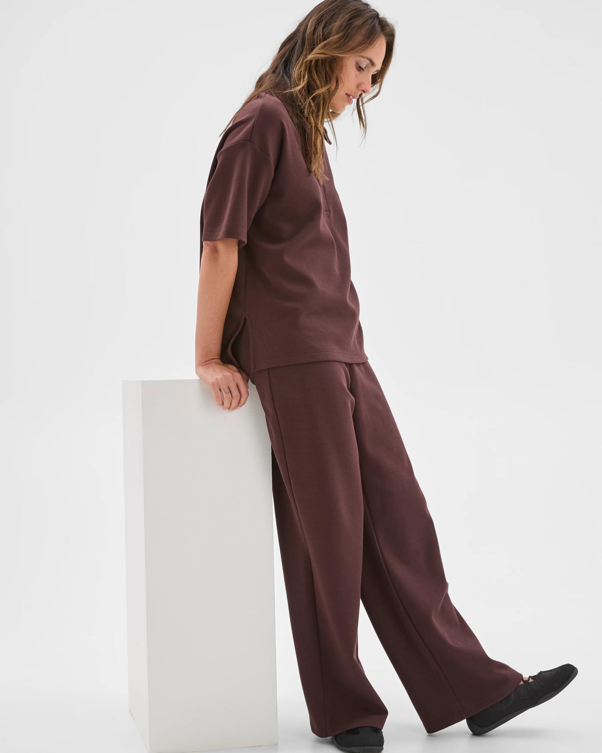 4 Target Woman Australian Cotton Blend Wide Leg Interlock Pants CHOCOLATE PLUM, 4 of 7