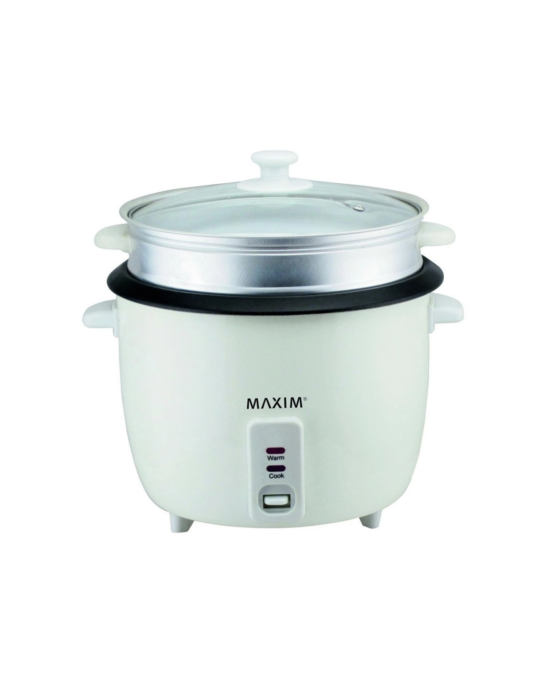 Maxim Rice Cooker 5 Cup 1 Litre Keep Warm Non-Stick Bowl Glass Lid With ...