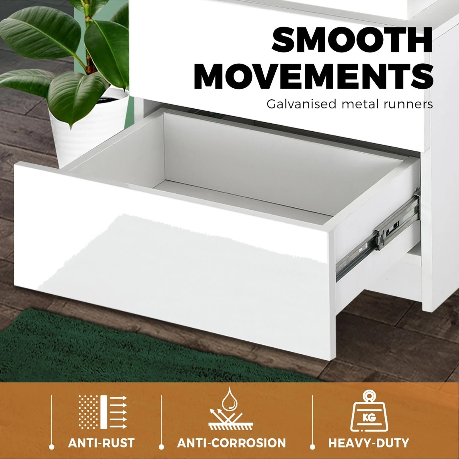 7 Oikiture Bedside Table Rgb Led Nightstand Cabinet 2 Drawers
 - White, 7 of 8