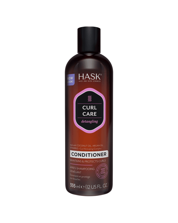 HASK Curl Care Detangling Conditioner 355ml - Coconut Oil, Argan Oil, Vitamin E and Curl Activating Complex