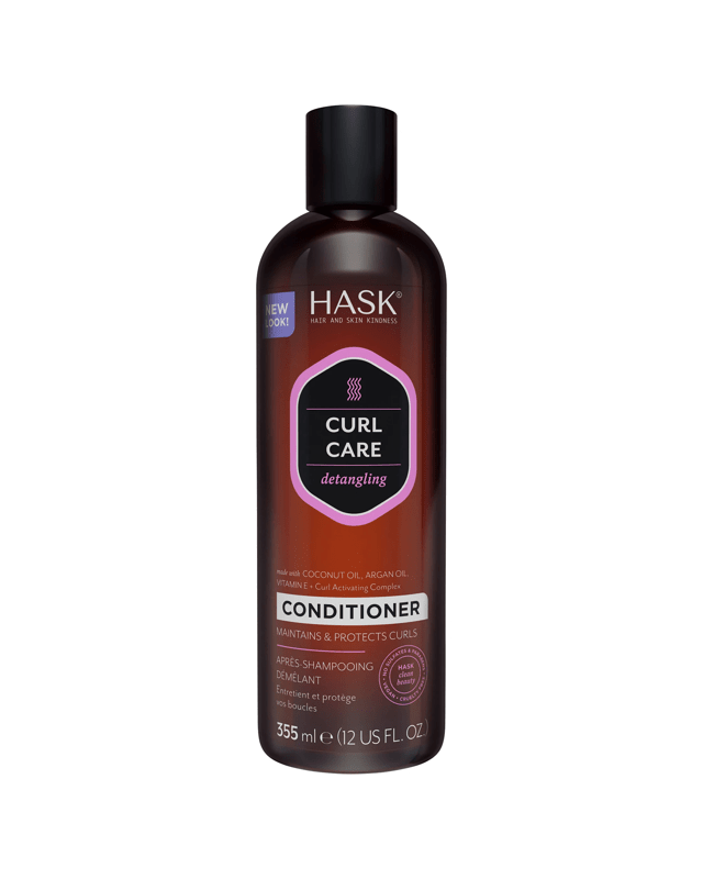 HASK Curl Care Detangling Conditioner 355ml - Coconut Oil, Argan Oil, Vitamin E and Curl Activating Com
