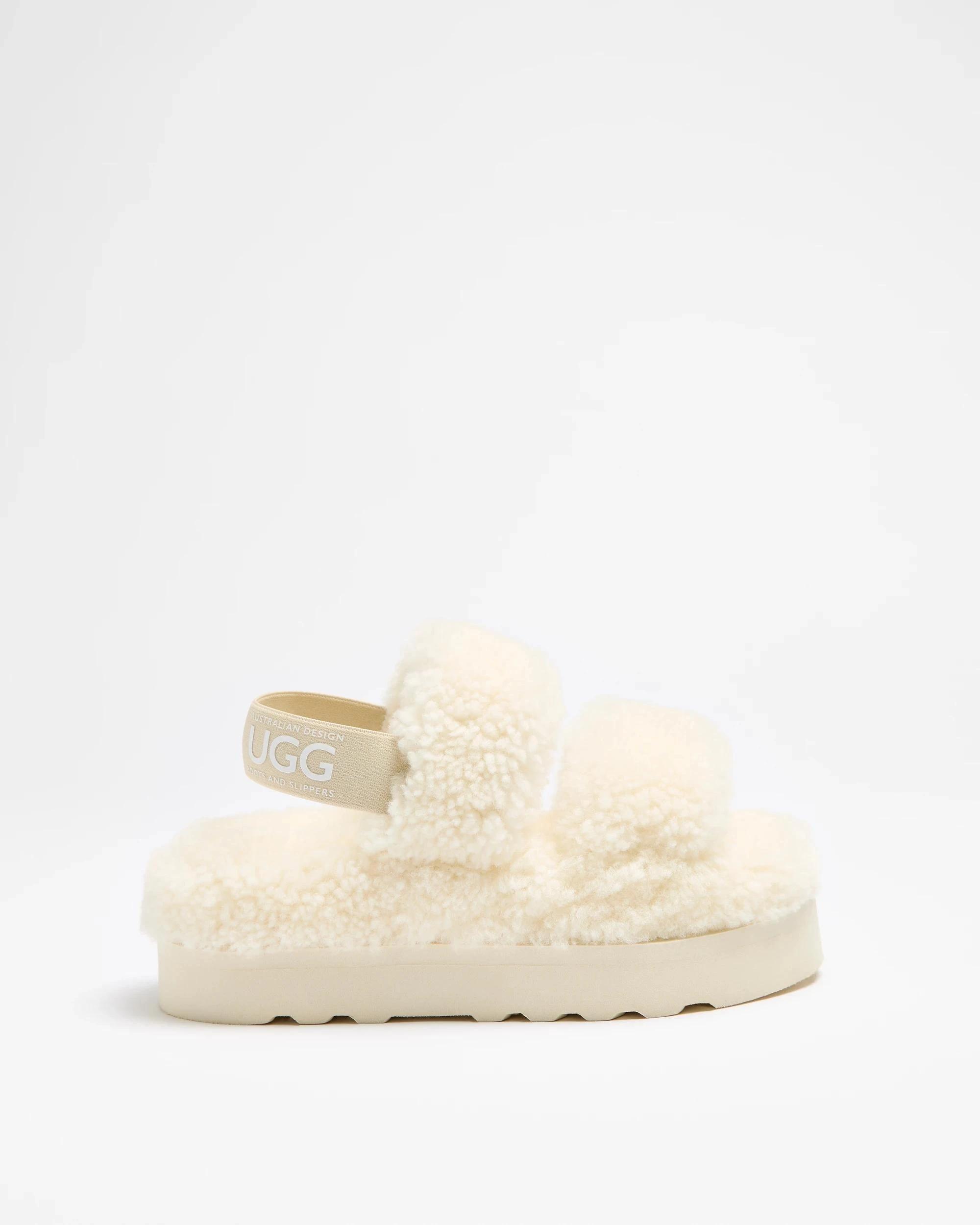 1 Australian Design Ugg Boots and Slippers Womens Genuine Sheepskin Double Strap Sling Back Slipper IVORY, 1 of 3