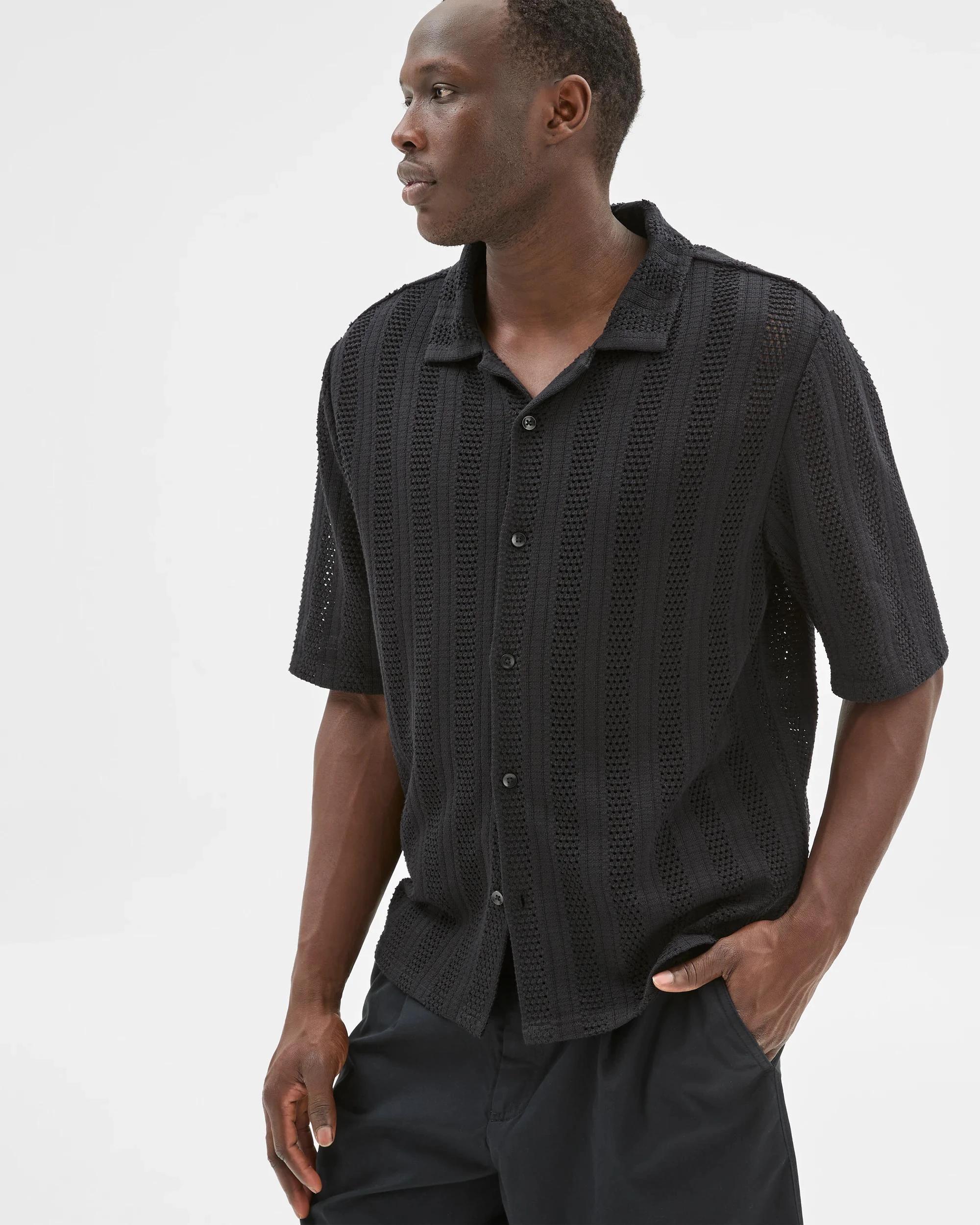 2 Australian Cotton Blend Knit Resort Shirt - Commons BLACK, 2 of 8