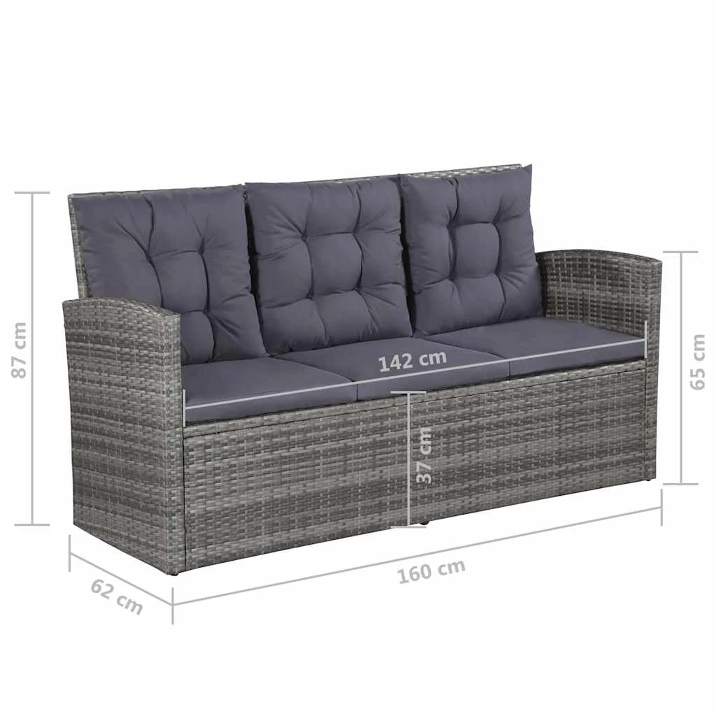 7 vidaXL 6 Piece Garden Lounge Set With Cushions Poly Rattan - Grey, 7 of 8
