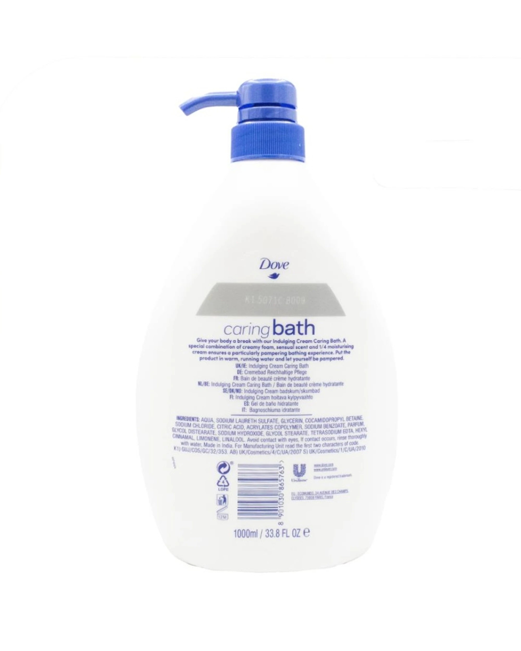 3 Dove 6pk Caring Bath Indulging Moisturising Body Wash Sealed Pump Bottles 1000ml - White, 3 of 3