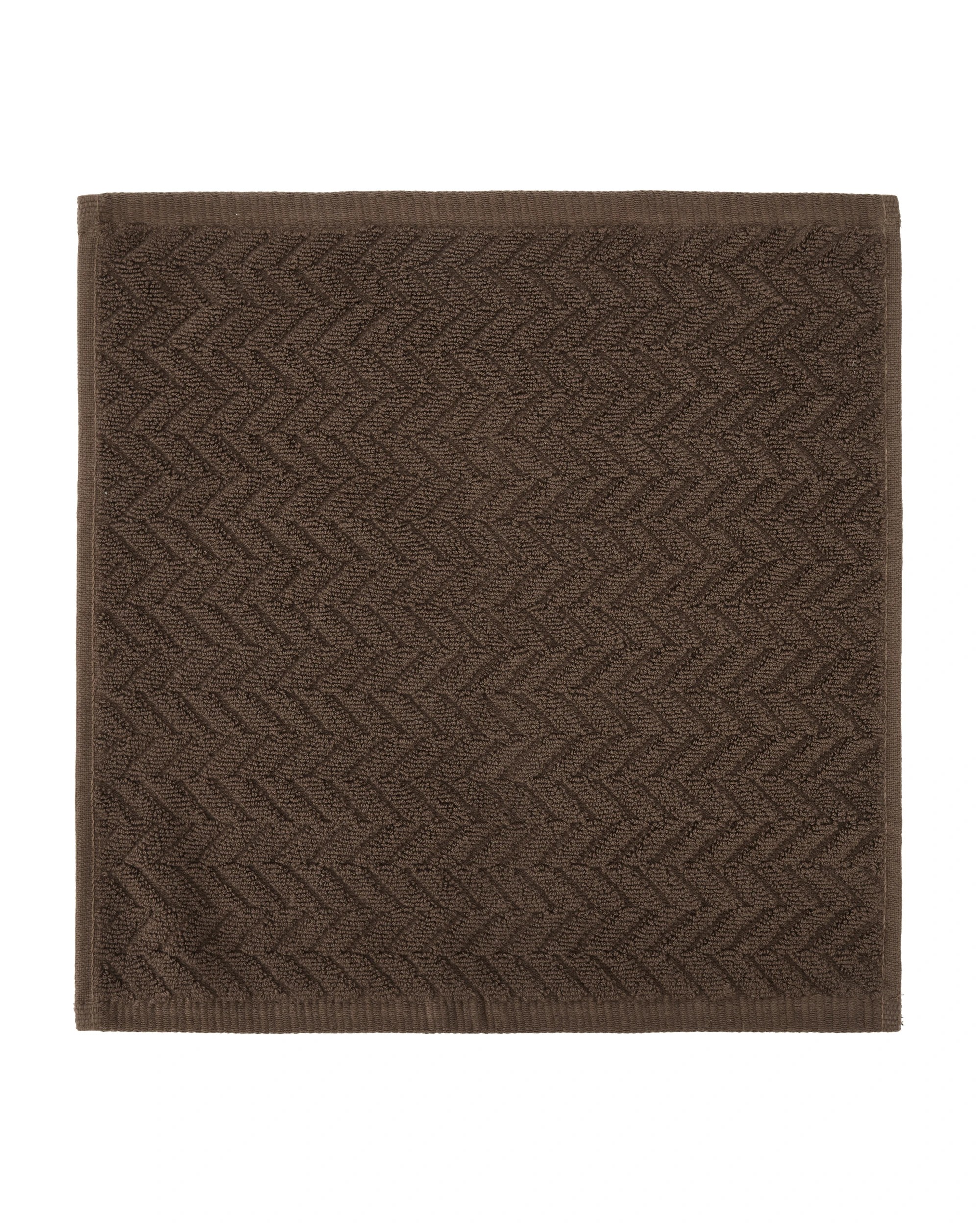 3 Chevron Cotton Face Washer - Chocolate, 3 of 6