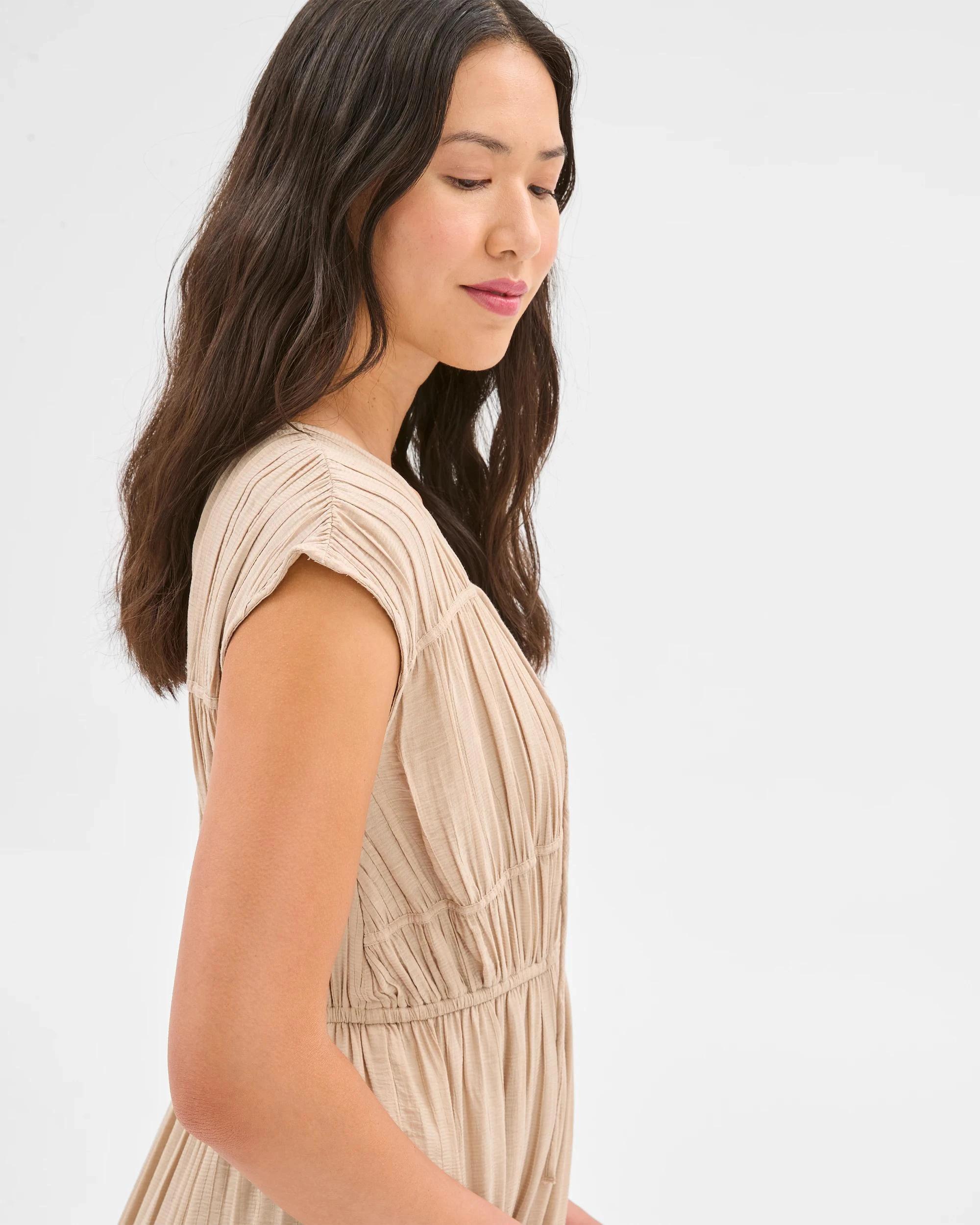 5 Sleeveless Crinkle Dress - Preview BEIGE, 5 of 7