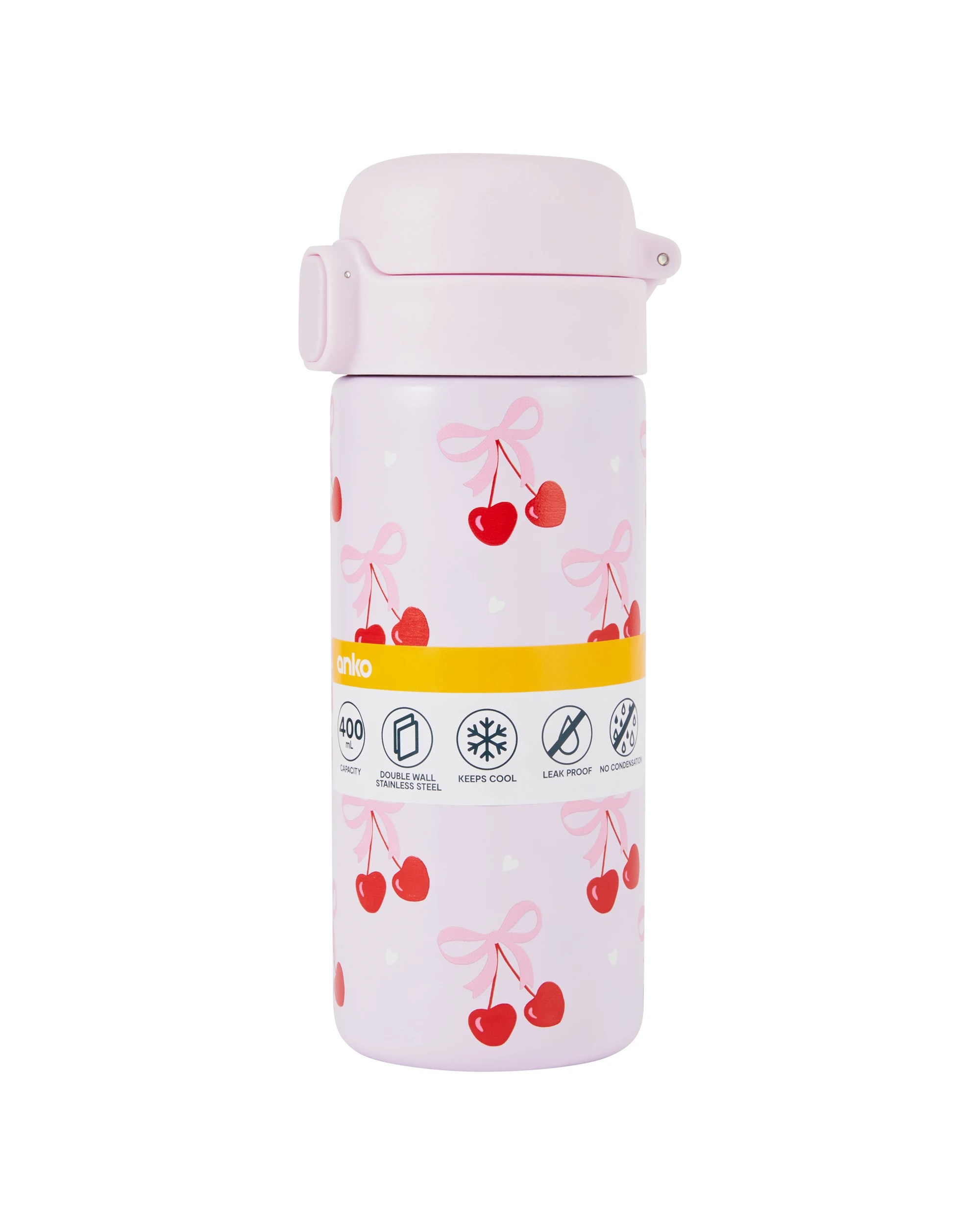 6 400ml Double Wall Insulated Cylinder Bottle - Cherry, 6 of 6