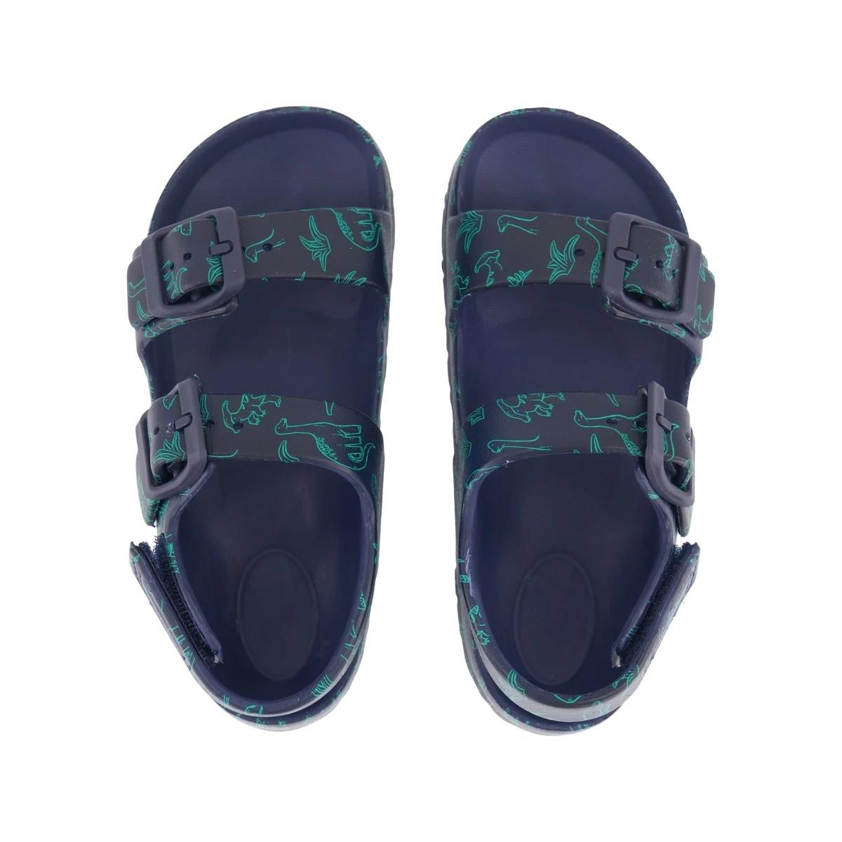 2 Junior Double Strap Slides NAVY DINO OUTLINE SHOE, 2 of 3