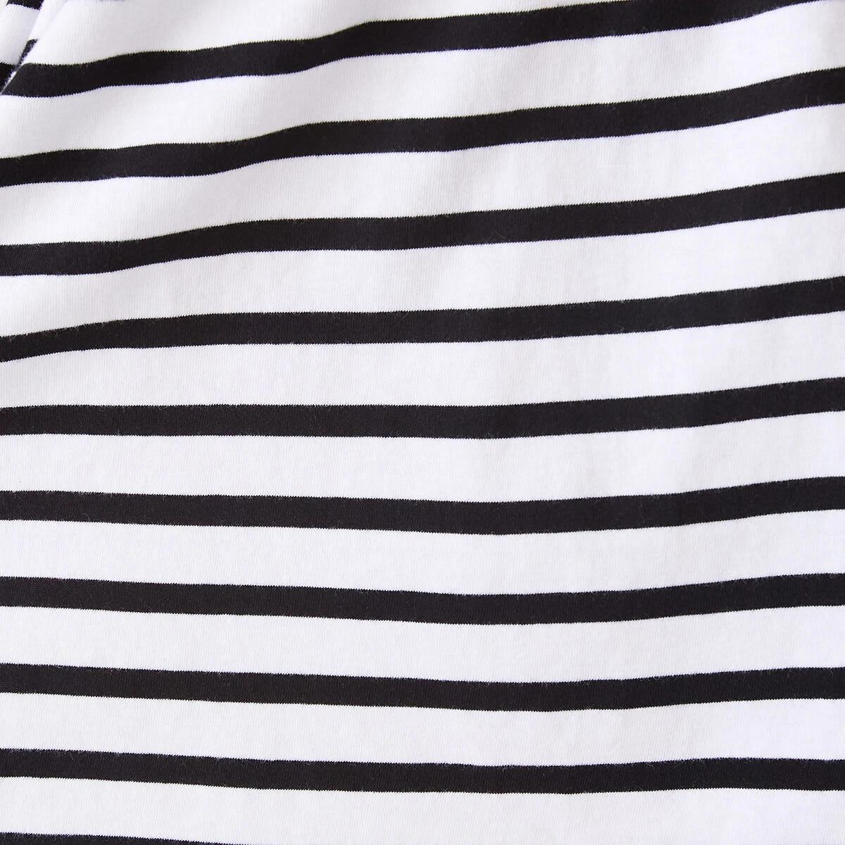6 Gathered Waist Knit Dress Blk Stripe, 6 of 10