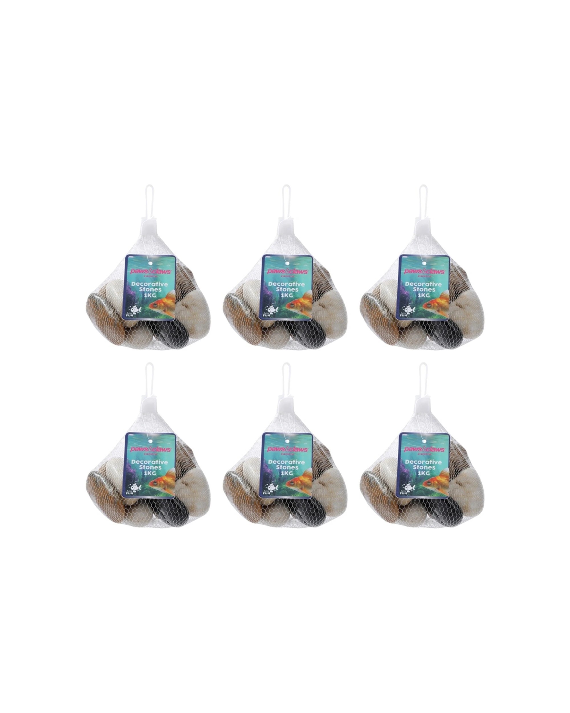 1 Paws & Claws 6PK Large Decorative Stones Fish Aquarium Decor 5-8cm 1kg - Multi, 1 of 4