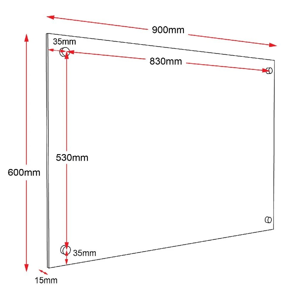 3 J.Burrows Magnetic Glass Board 900 x 600mm White, 3 of 4