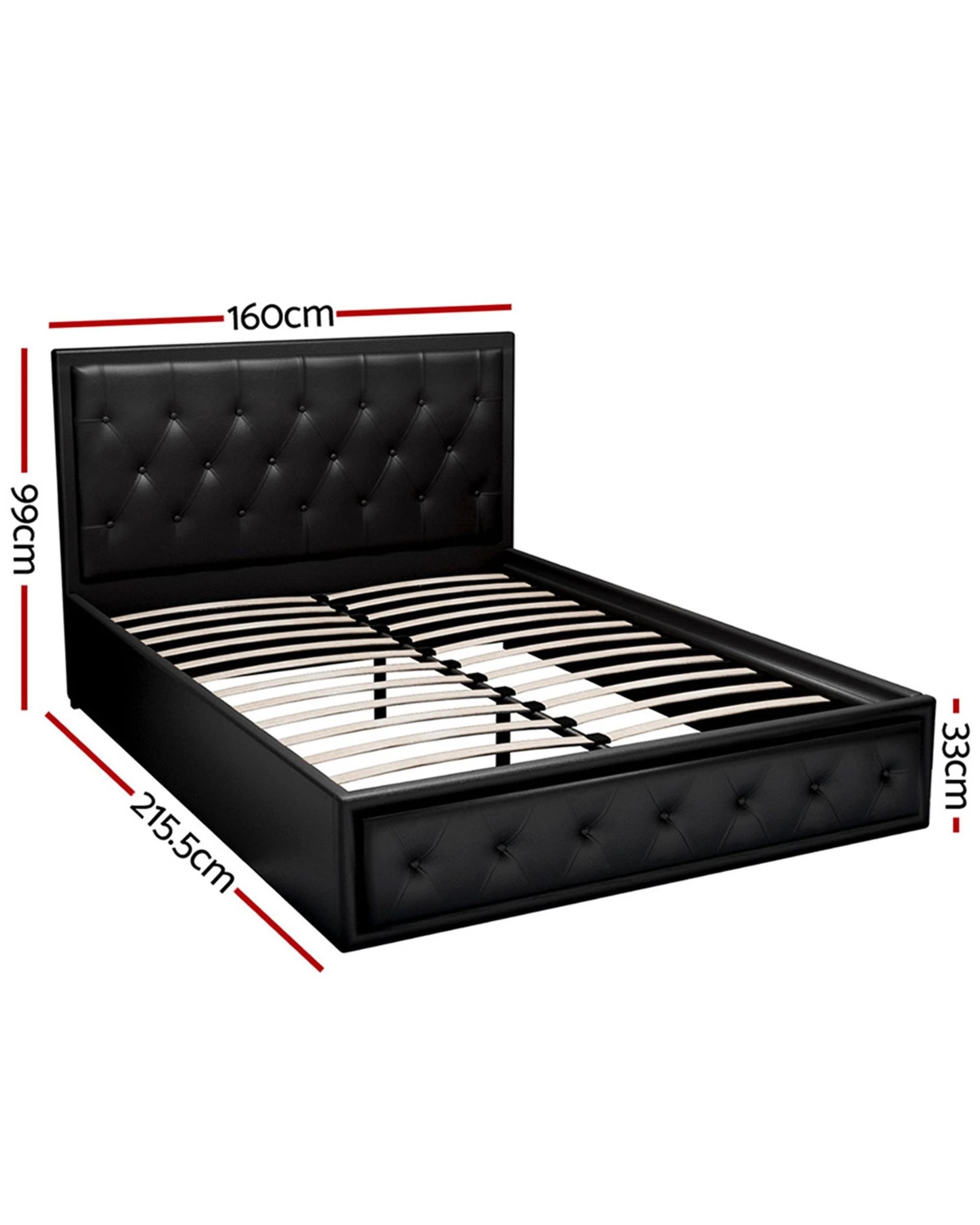 2 Artiss Bed Frame Queen Size Gas Lift Under Bed Storage Upholstered Sturdy Easy Assembly - Black, 2 of 8