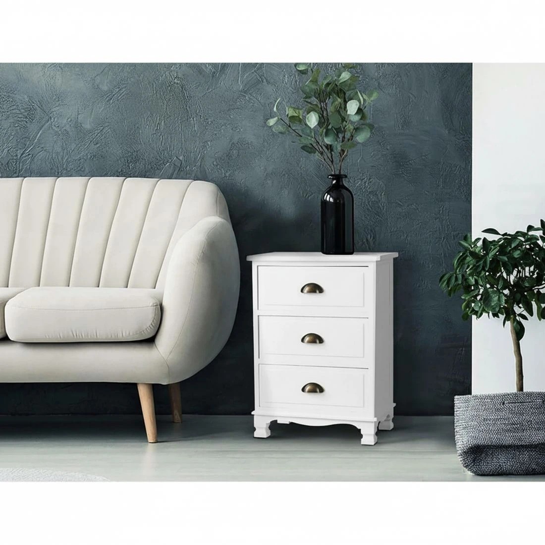 3 Artiss 2x Bedside Table 3 Drawers Vintage - White, 3 of 8