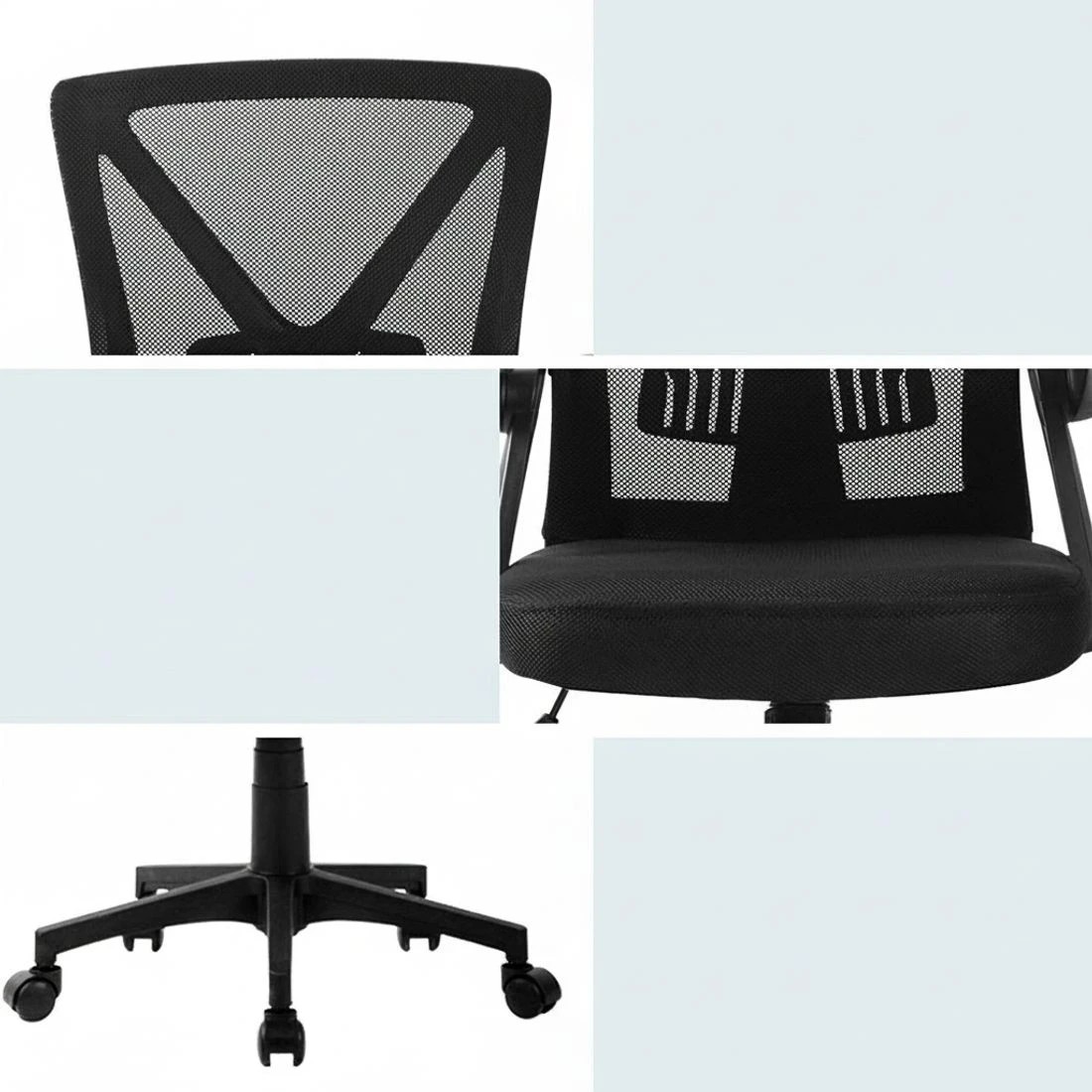 5 Artiss 2x Mesh Office Chair Mid Back - Black, 5 of 5