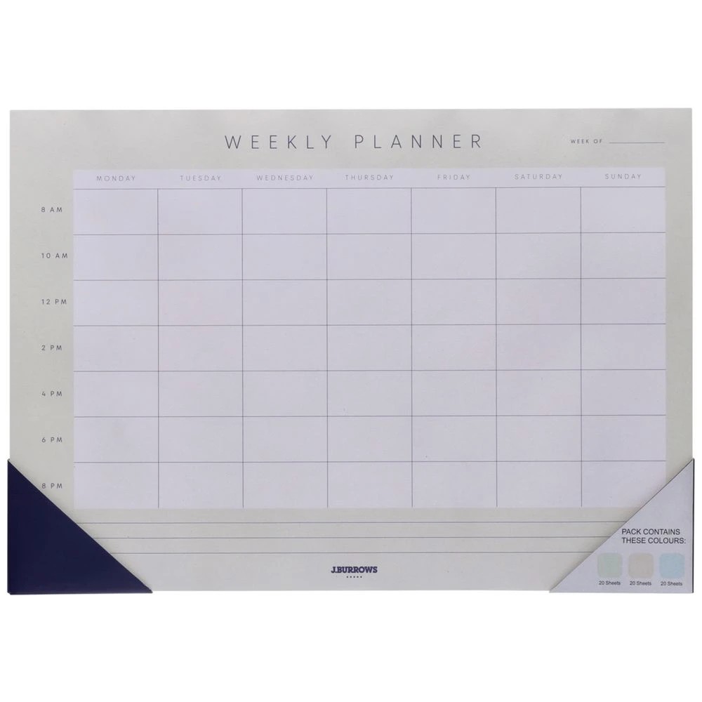 1 J.Burrows A4 Undated Weekly Planner Pad 60 Sheets, 1 of 4