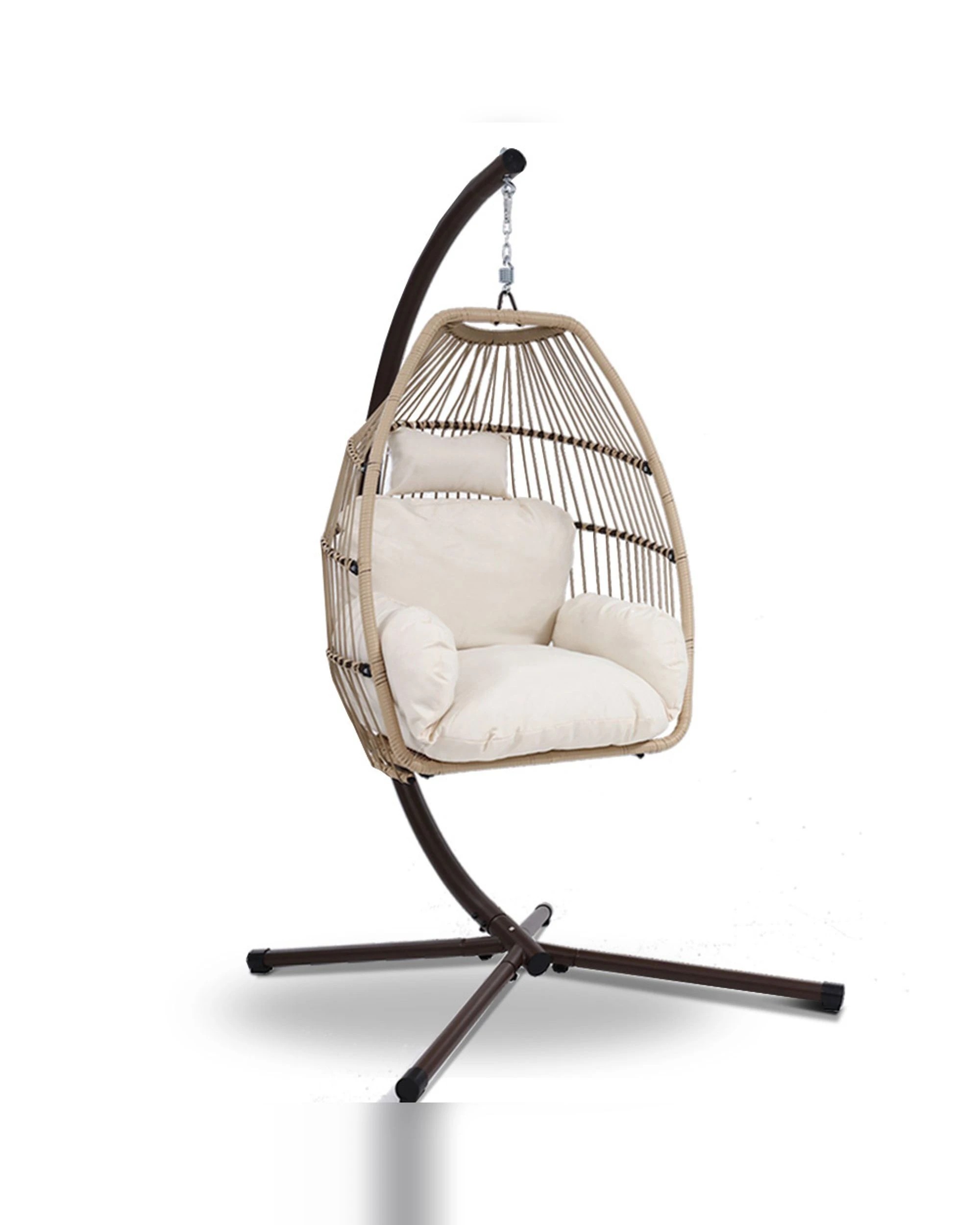 1 Gardeon Outdoor Egg Swing Chair Wicker Rope Furniture Pod Stand Cushion - Multi, 1 of 7