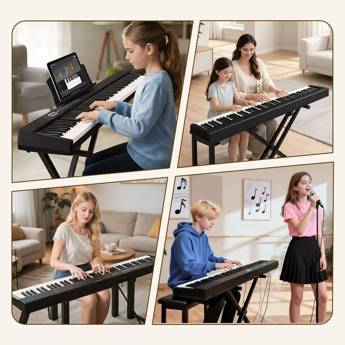 3 MELODIC 88 Keys Keyboard Piano Digital Portable Foldable Bluetooth MIDI MP3 Electronic, 3 of 4