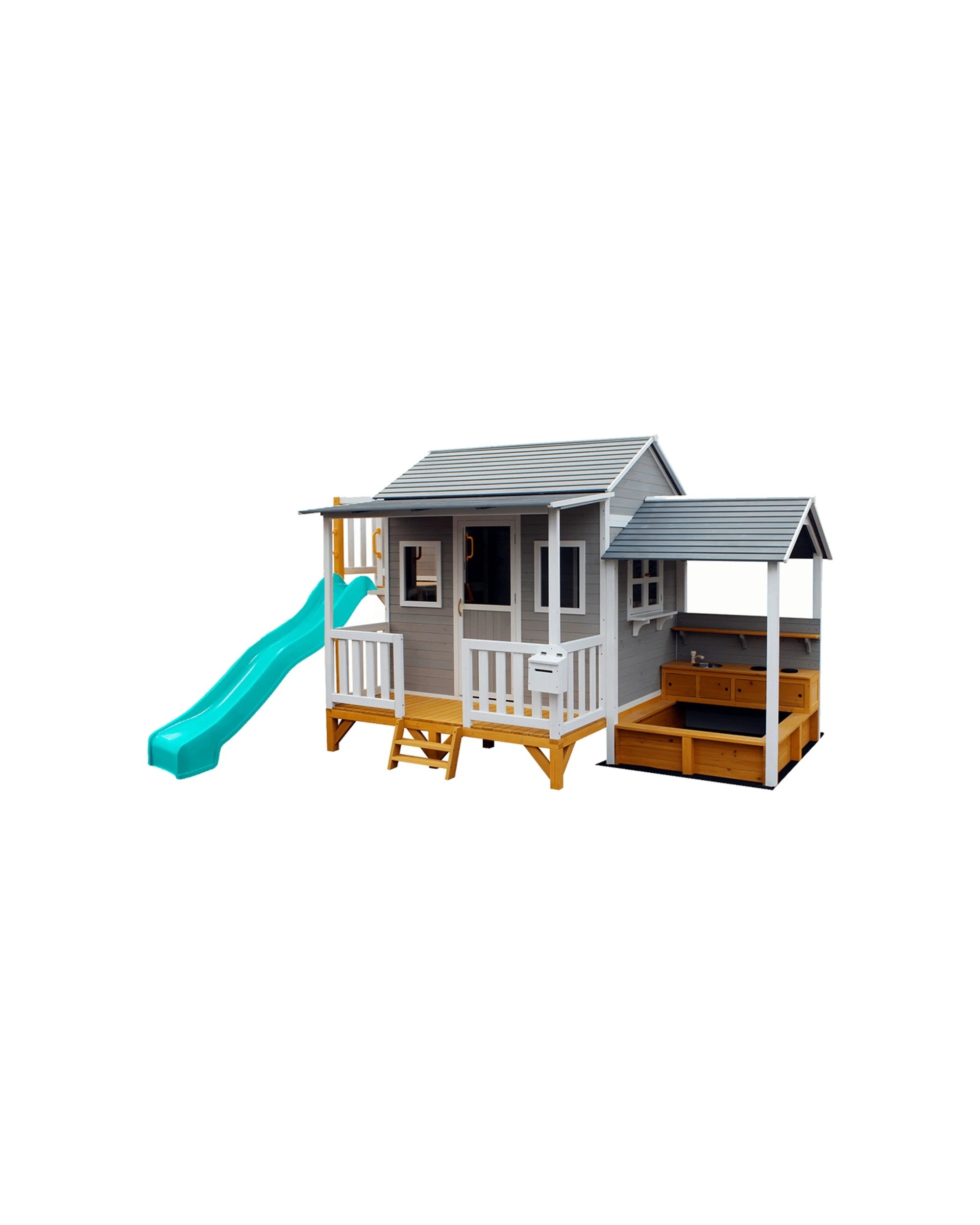 1 KIDZSHACK Delightful Kids Wooden Cubby House Mud Kitchen Slide Fort 3y+ - Blue, 1 of 3