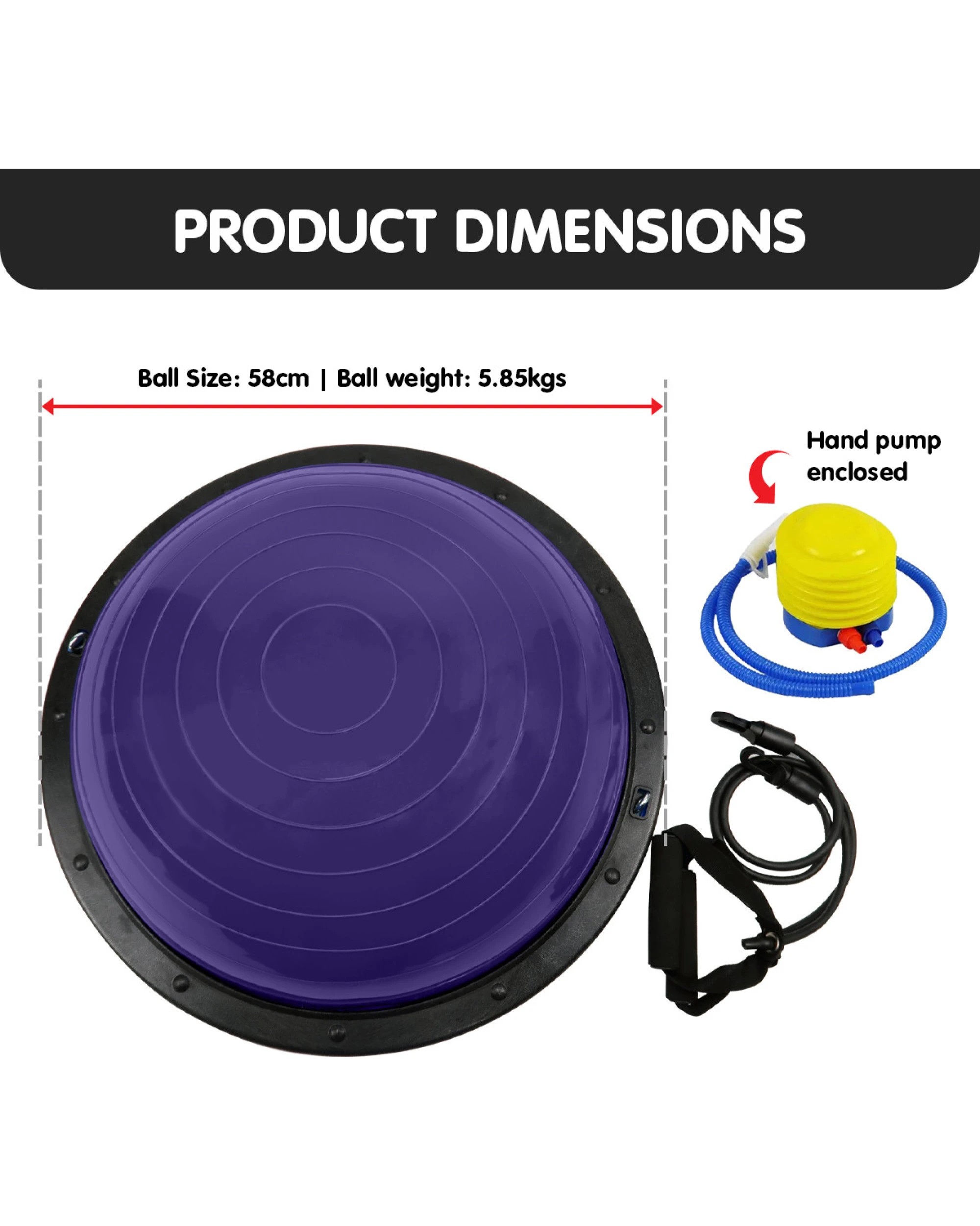 2 Powertrain Fitness Yoga Ball Home Gym Workout Balance Trainer Pilates - Purple, 2 of 5