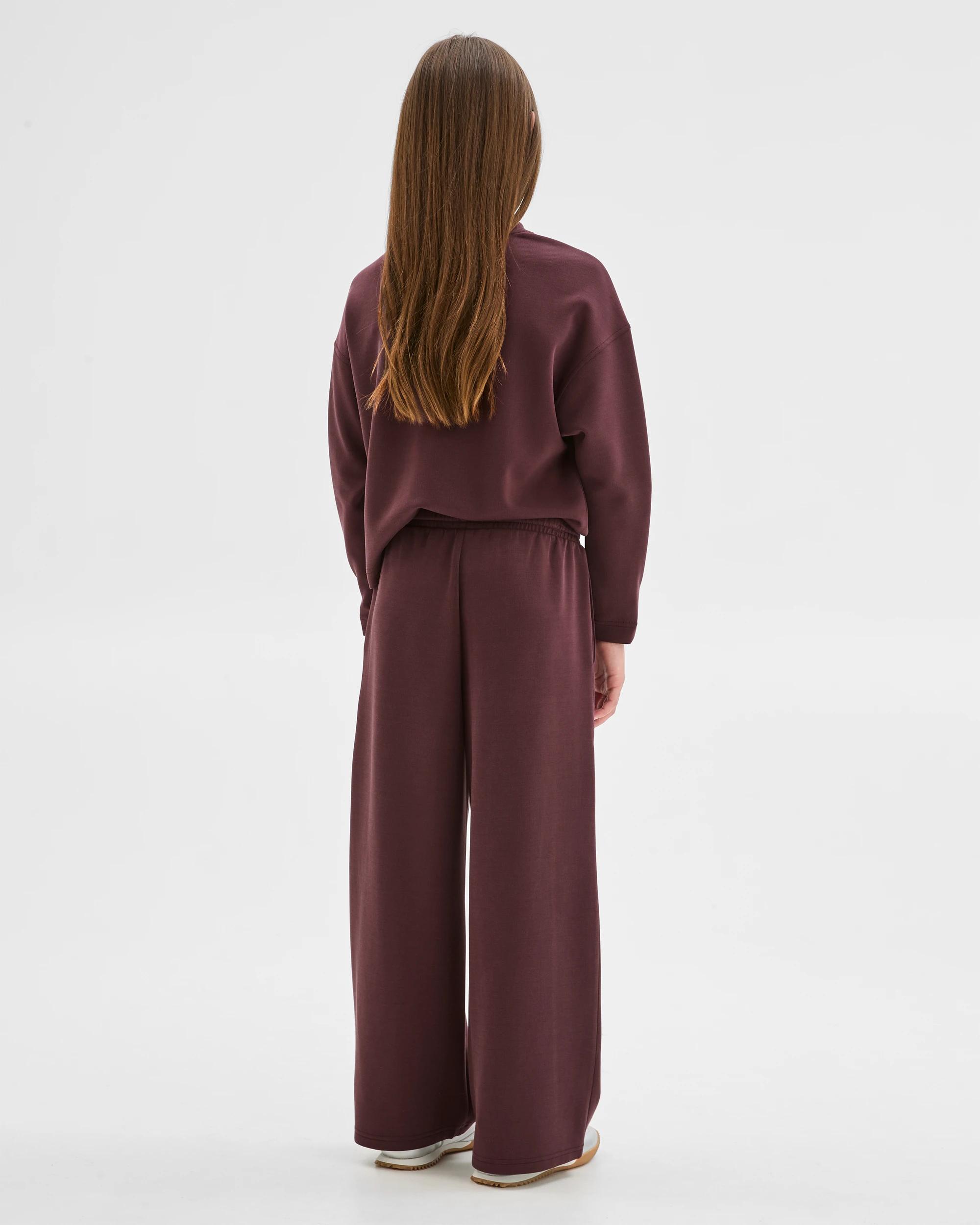 3 Target Kids Sandwash Scuba Wide Leg Trackpants BURGUNDY, 3 of 5
