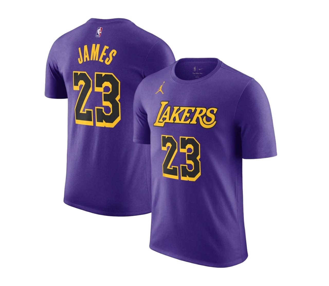 6 Nike Mens Air Jordan NBA Lebron James Lakers Purple Statement Jersey T-Shirt PURPLE, 6 of 7