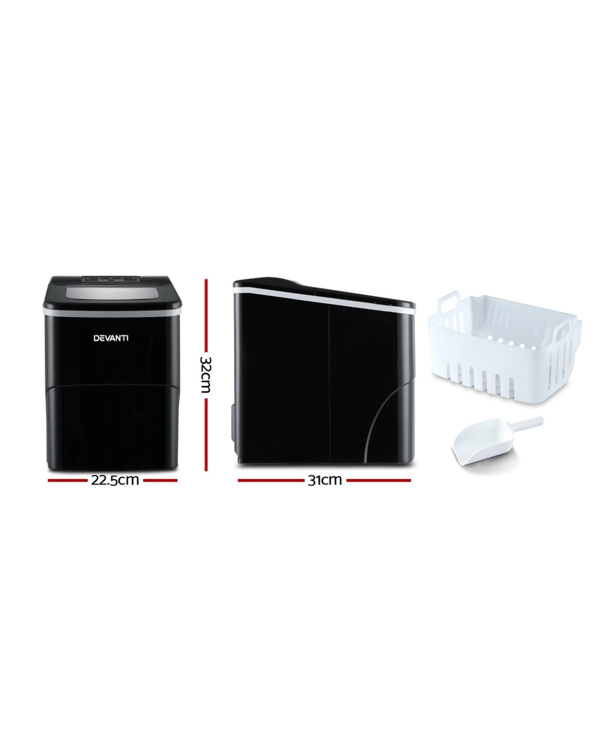 2 Devanti 12kg Ice Maker Machine - Black, 2 of 8