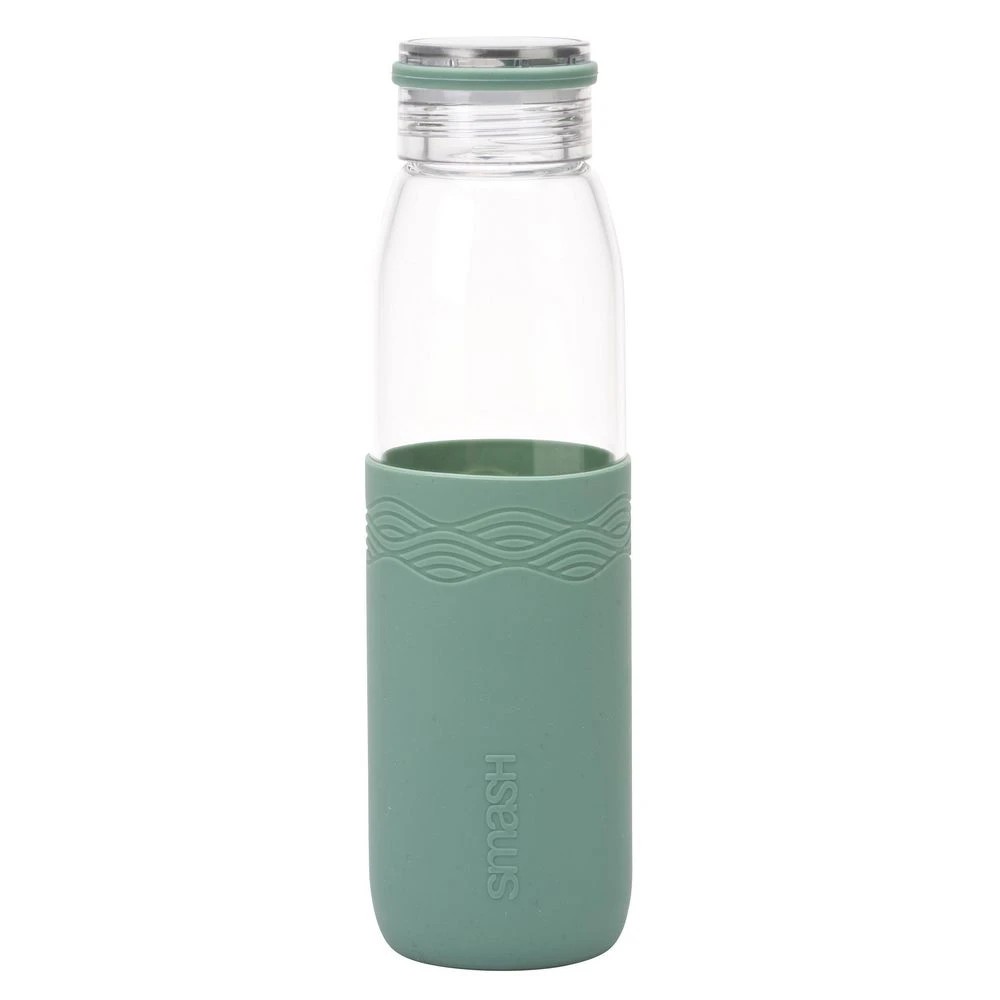 3 Smash Blue Glass Drinking Bottle 580mL Sage, 3 of 4