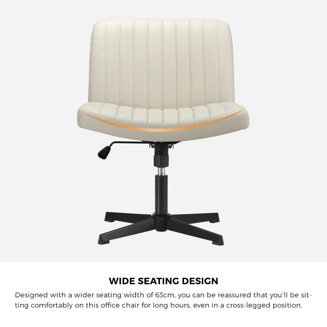 5 Oikiture Mid Back Armless Office Desk Chair Wide Seat Faux Leather
 - Beige, 5 of 10