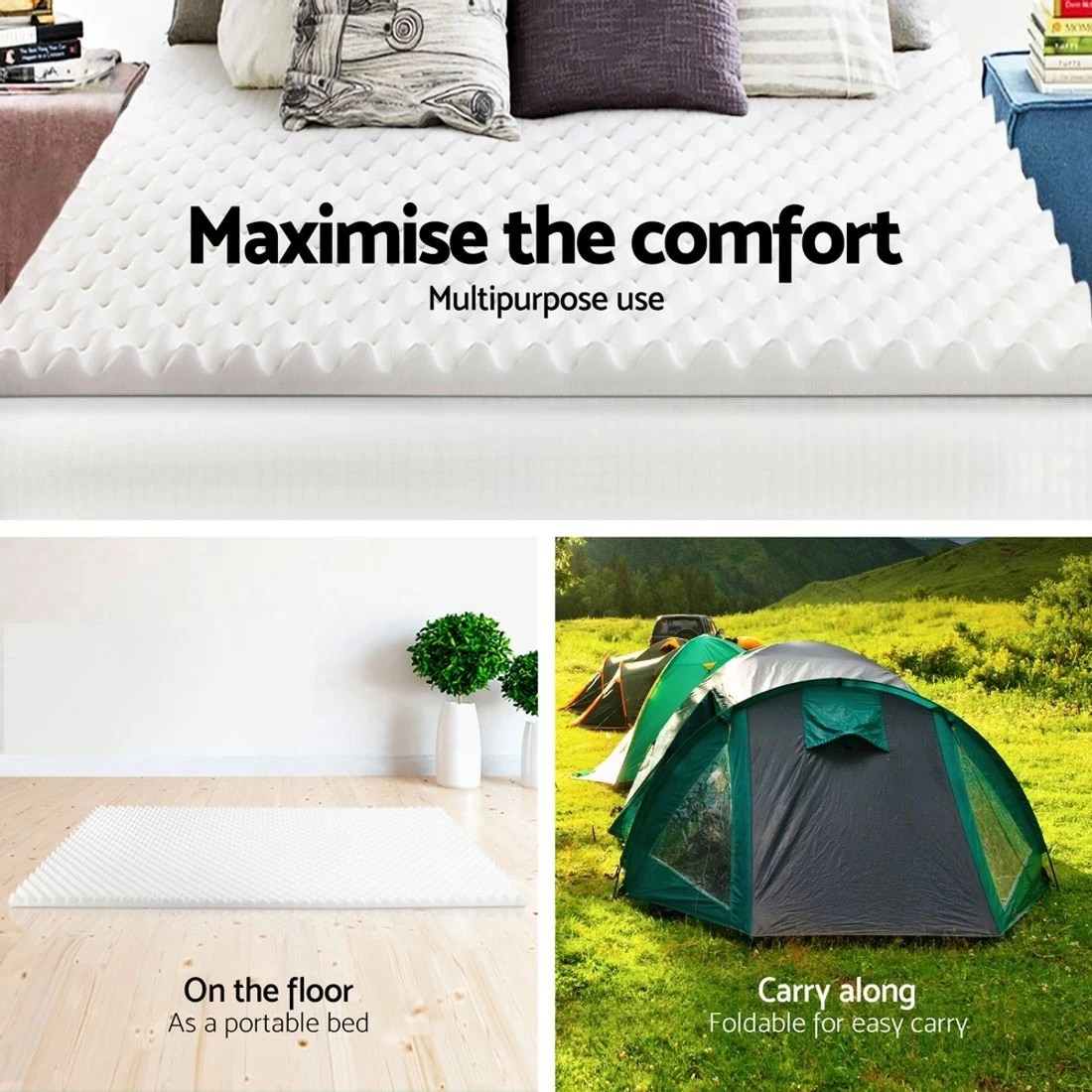 7 Giselle Bedding Memory Foam Mattress Topper Egg Crate 5cm King Single - White, 7 of 7