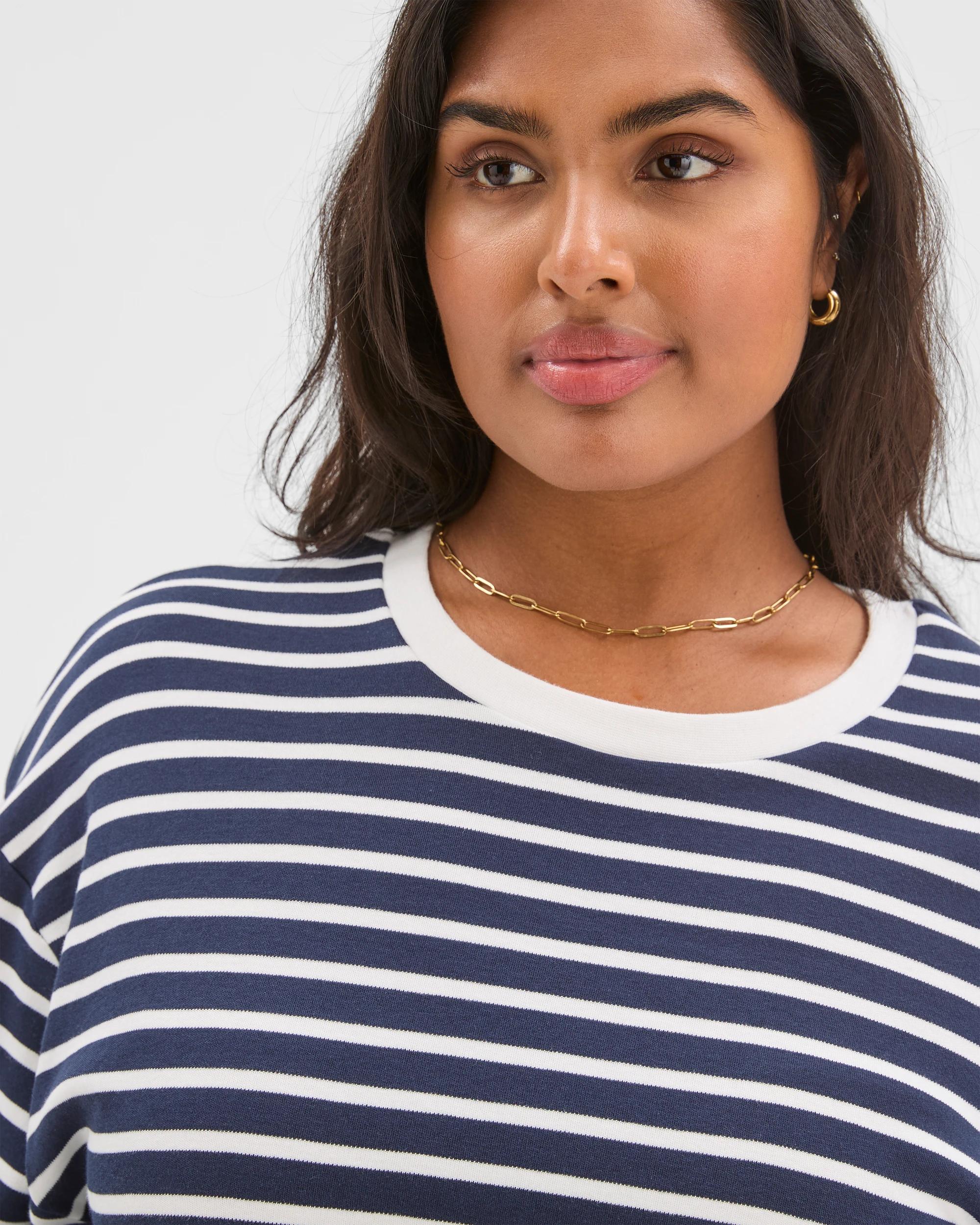 6 Target Curve Plus Size Australian Cotton Long Sleeve Stripe Top NAVY + WHITE, 6 of 7