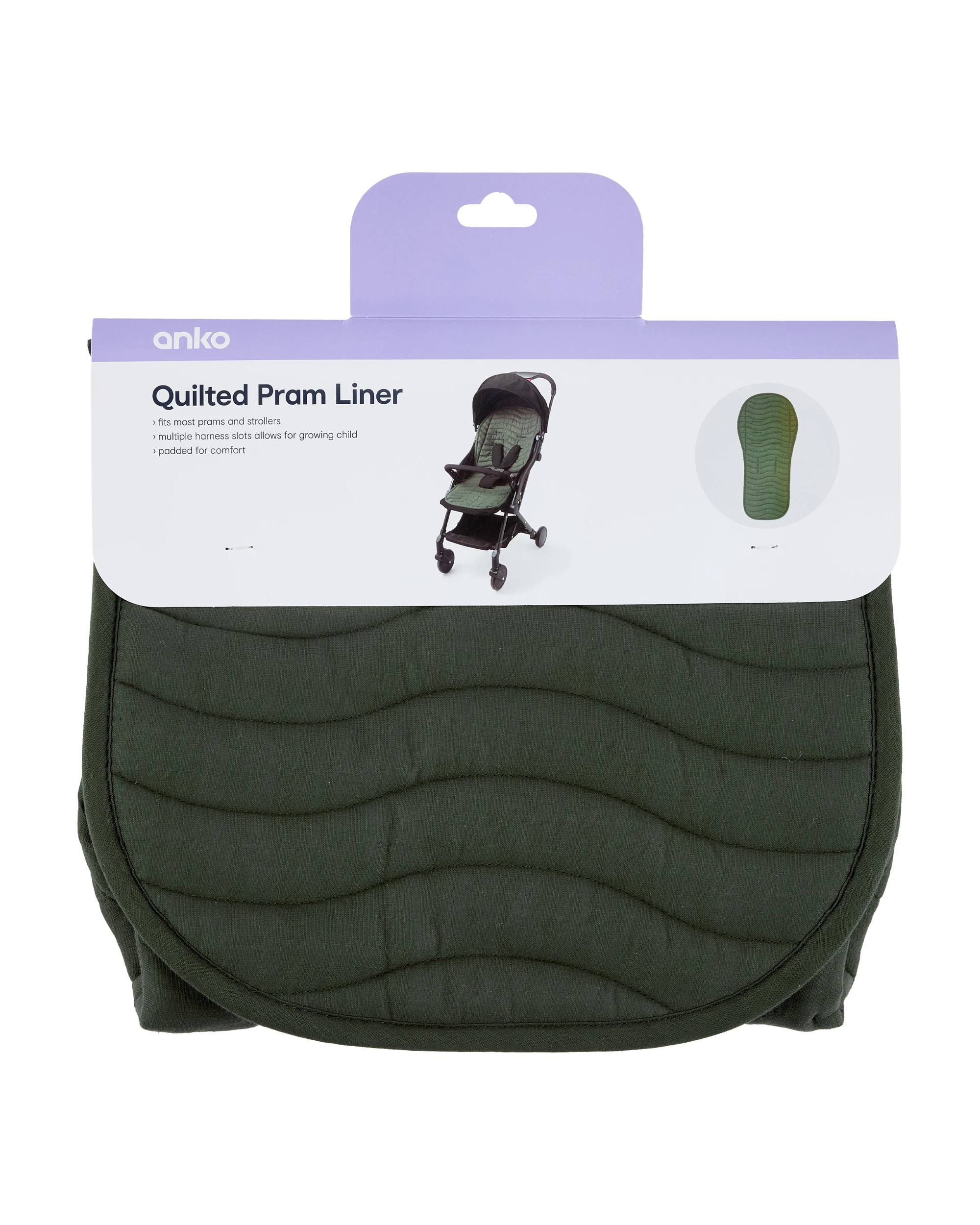 7 Quilted Pram Liner - Green, 7 of 7