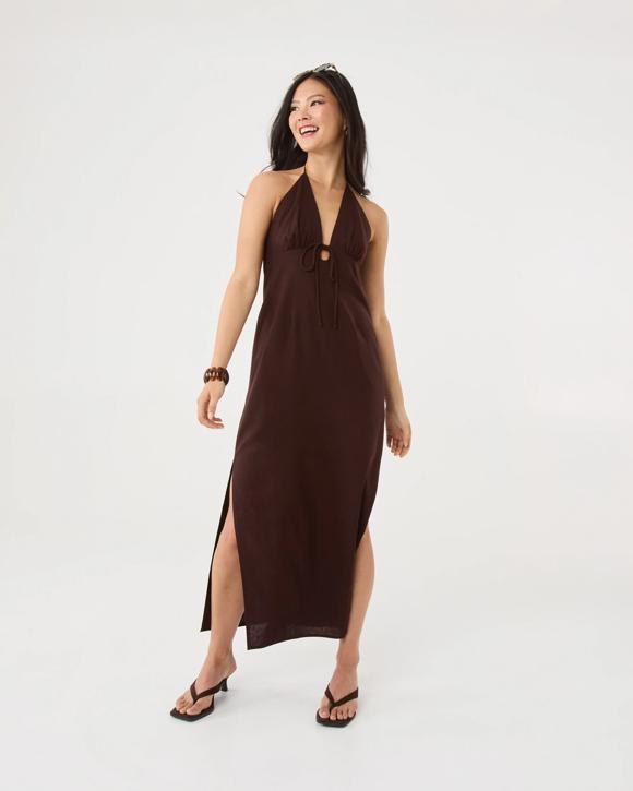 Sleeveless Linen Blend Maxi Slip Dress