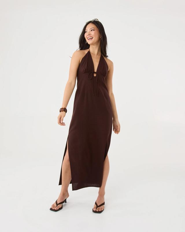 Sleeveless Linen Blend Maxi Slip D