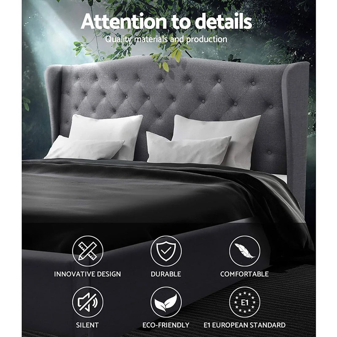 4 Artiss Bed Frame King Size - Grey, 4 of 10