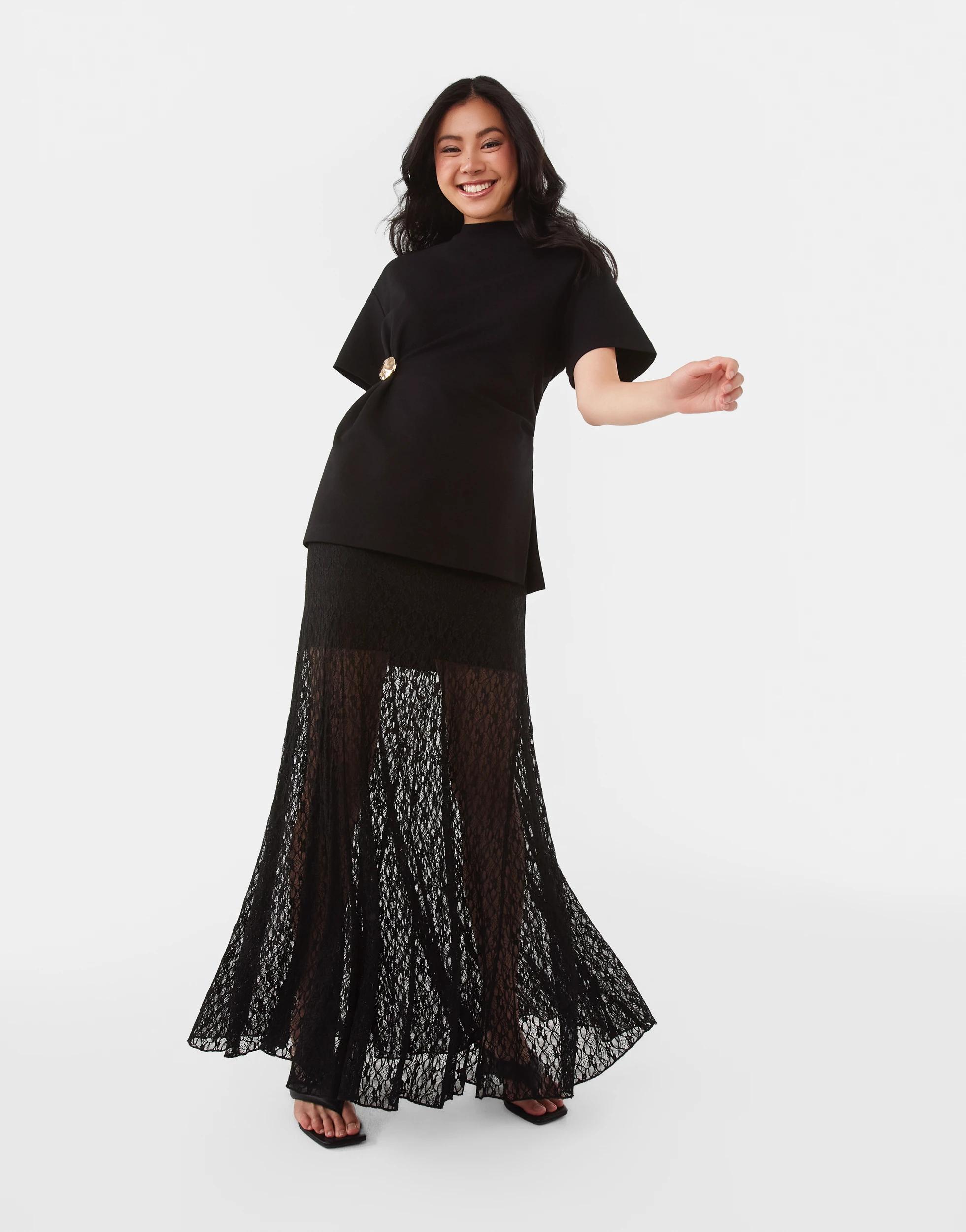 2 Lace Maxi Skirt Black, 2 of 6