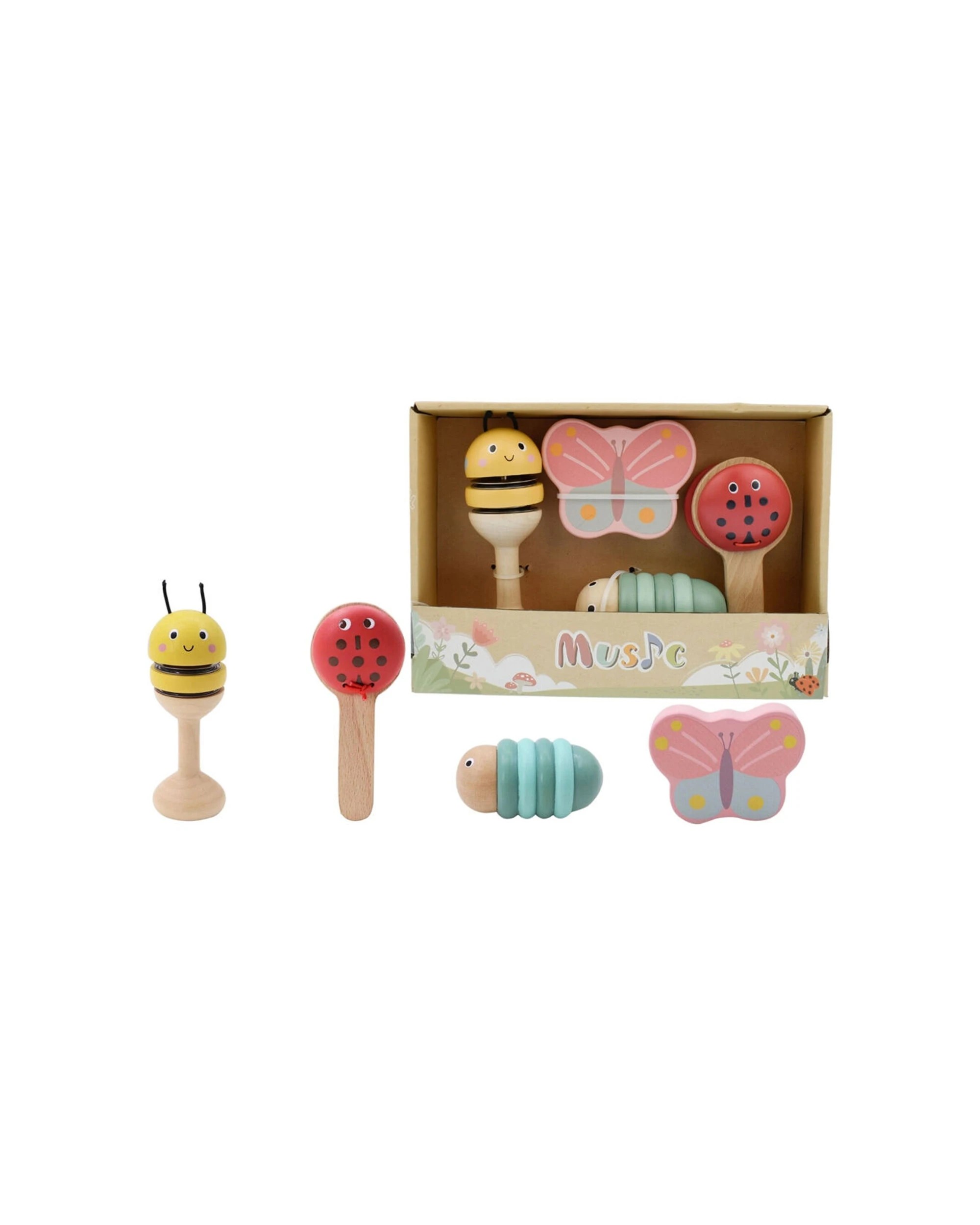 2 Kaper Kidz 4pc Wooden Spring Insect Music Set Kids Toy - Multi, 2 of 6