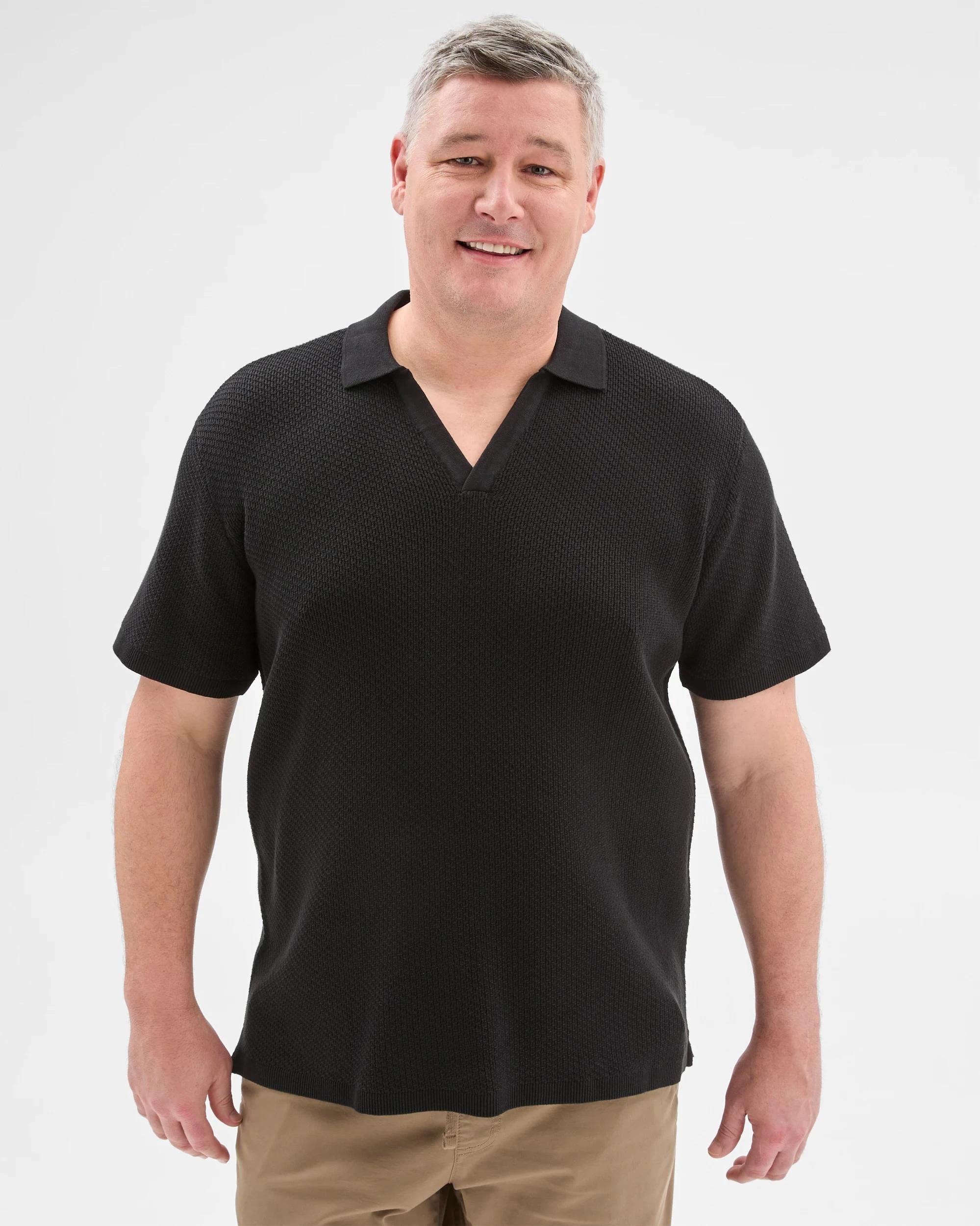 6 Target Plus Size Australian Cotton Knitted Polo Top BLACK, 6 of 6