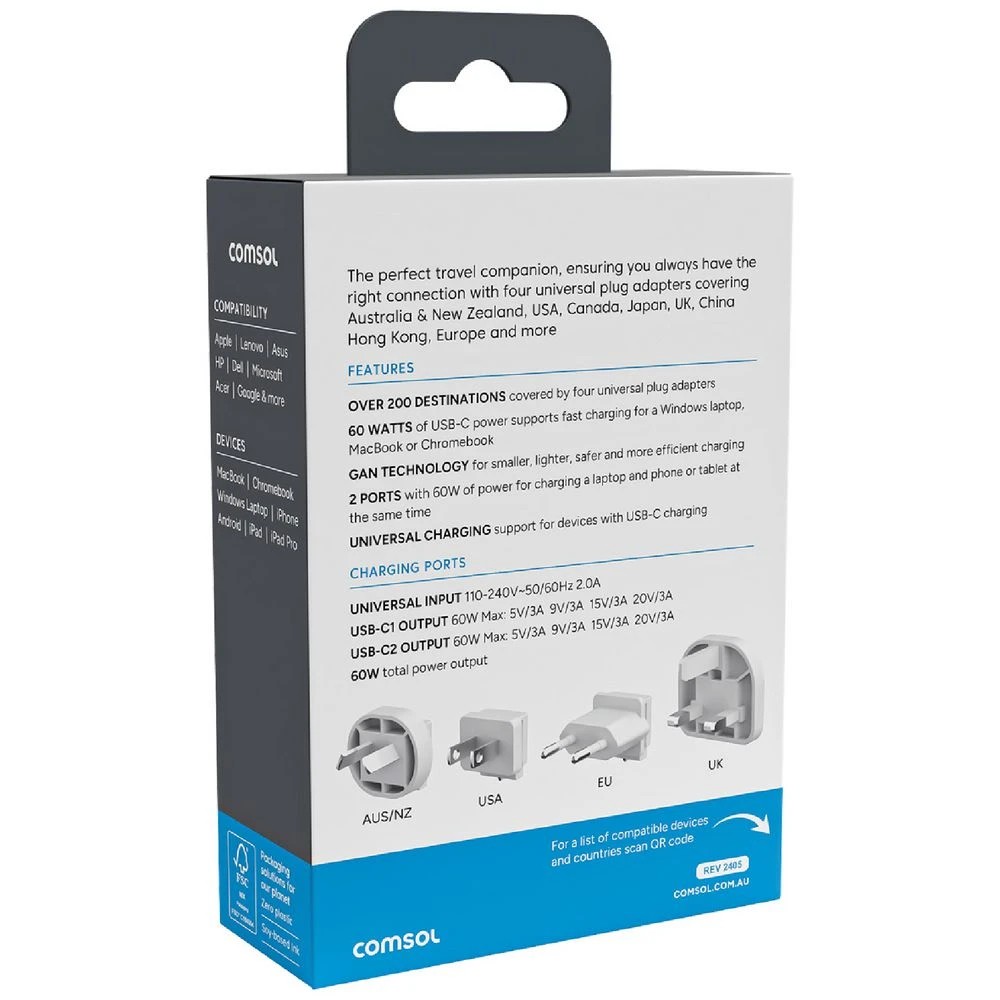 3 Comsol Travel Wall Charger 60W White, 3 of 6