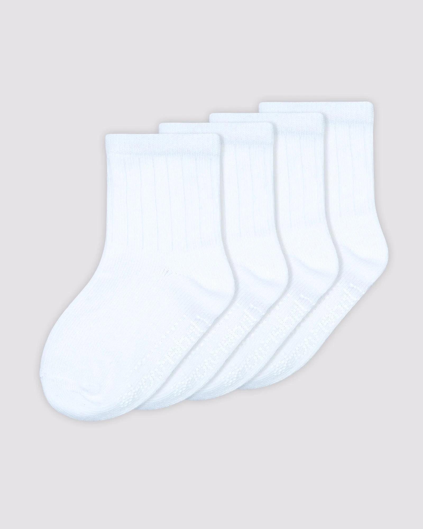 1 Baby Cotton Blend Ribbed Mid Crew 4 Pack - Underworks WHITE, 1 of 2