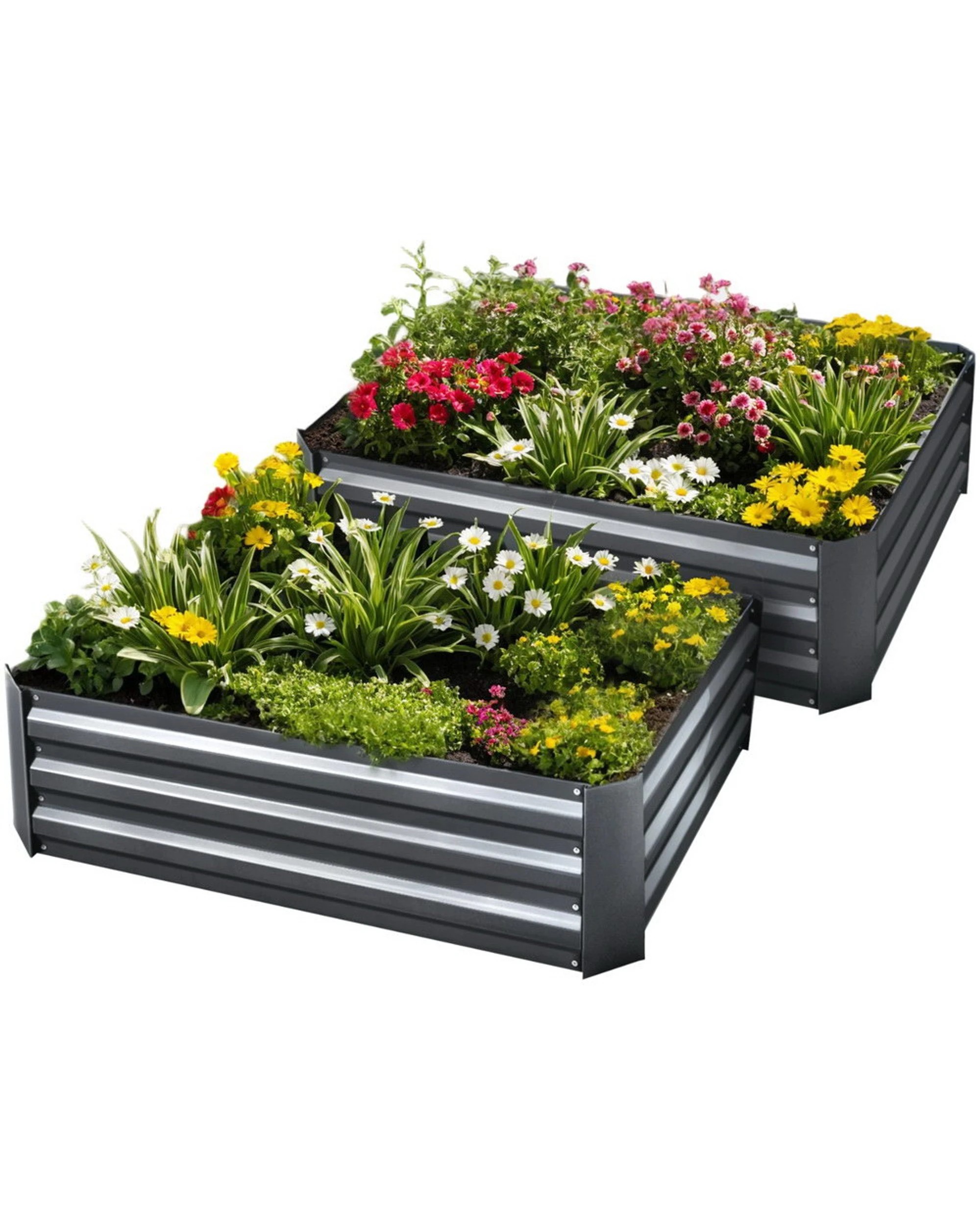 1 Green Fingers 2x Garden Bed 120x90cm Planter Box Raised Container Galvanised Herb - Grey, 1 of 6