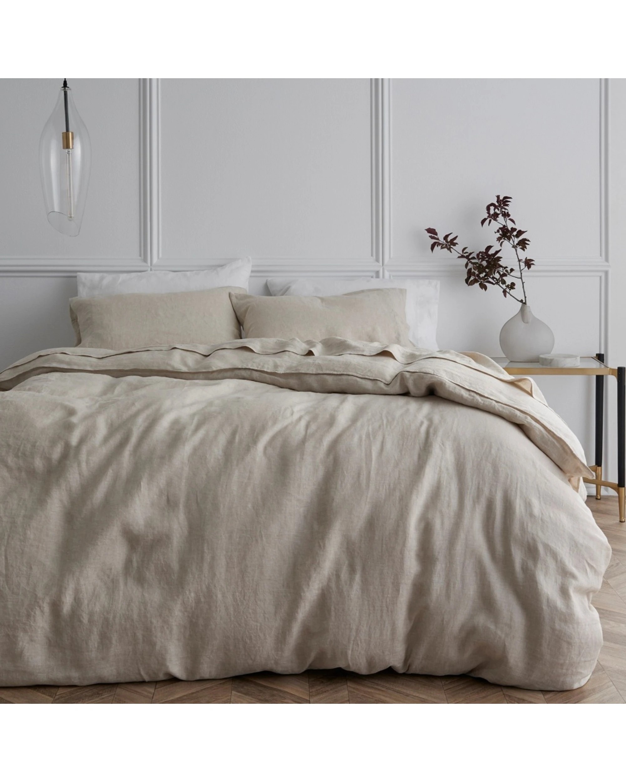 1 Bedding Co Quilt Cover Set 100% French Flax Linen - Single Bed - Natural, 1 of 5