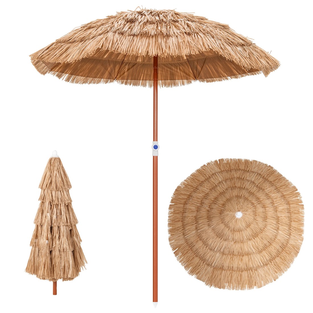 1 Costway 1.75M Hawaiian Beach Umbrella Tilting Sun Shade, 1 of 5