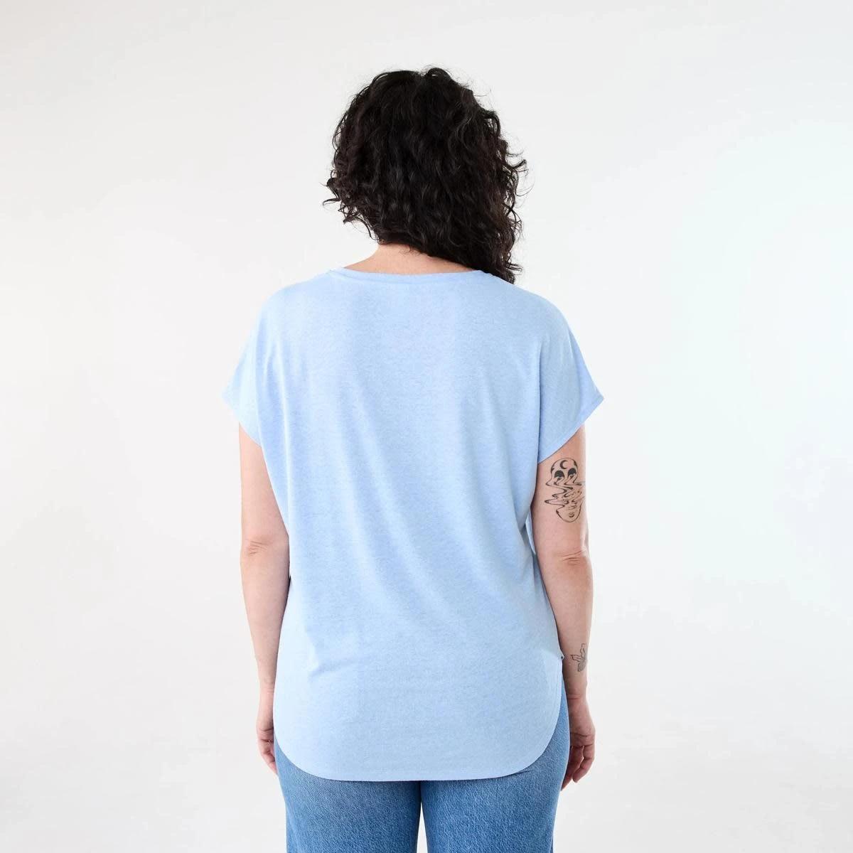 3 Short Sleeve Linen Blend Extended Sleeve Top Bruni Blue, 3 of 6