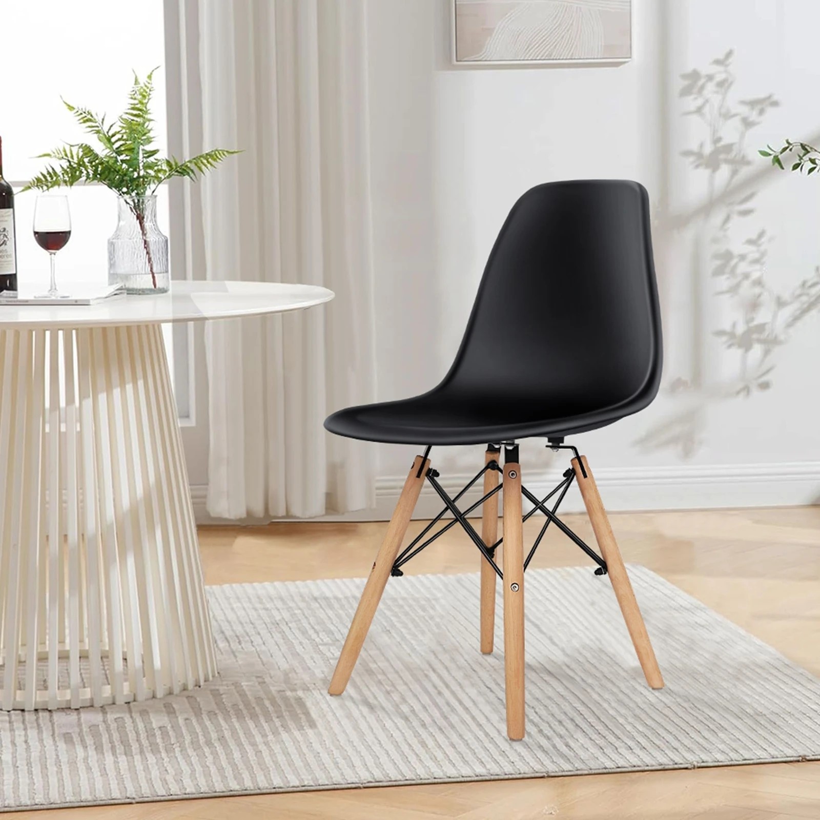 3 Alfordson 4x Dining Chairs Retro Steel Kitchen Lounge Cafe Solid Wood - Black, 3 of 10