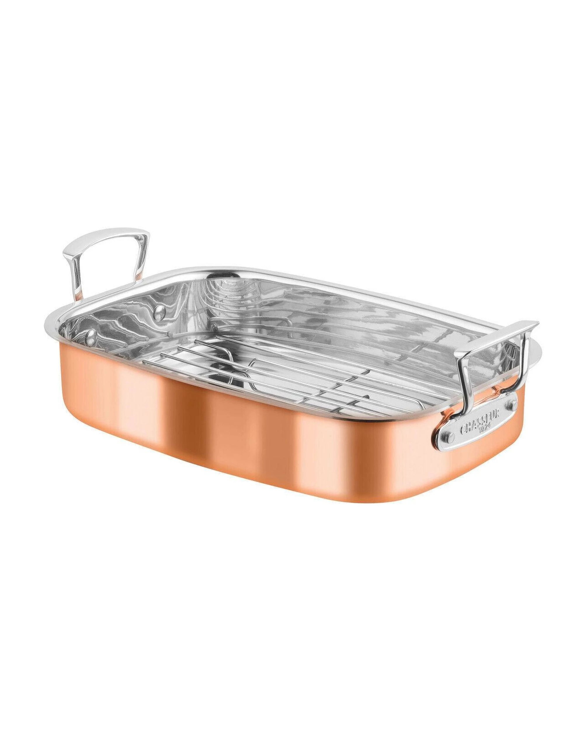 1 Chasseur Escoffier 35x26cm Induction Copper Roasting Pan wRack, 1 of 2
