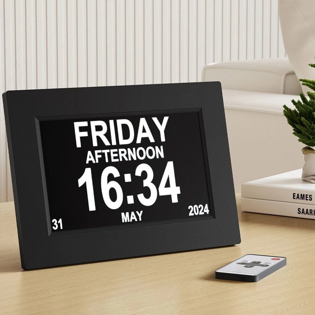 3 Artiss 8" Digital Day Clock Calendar Alarm - Black, 3 of 7