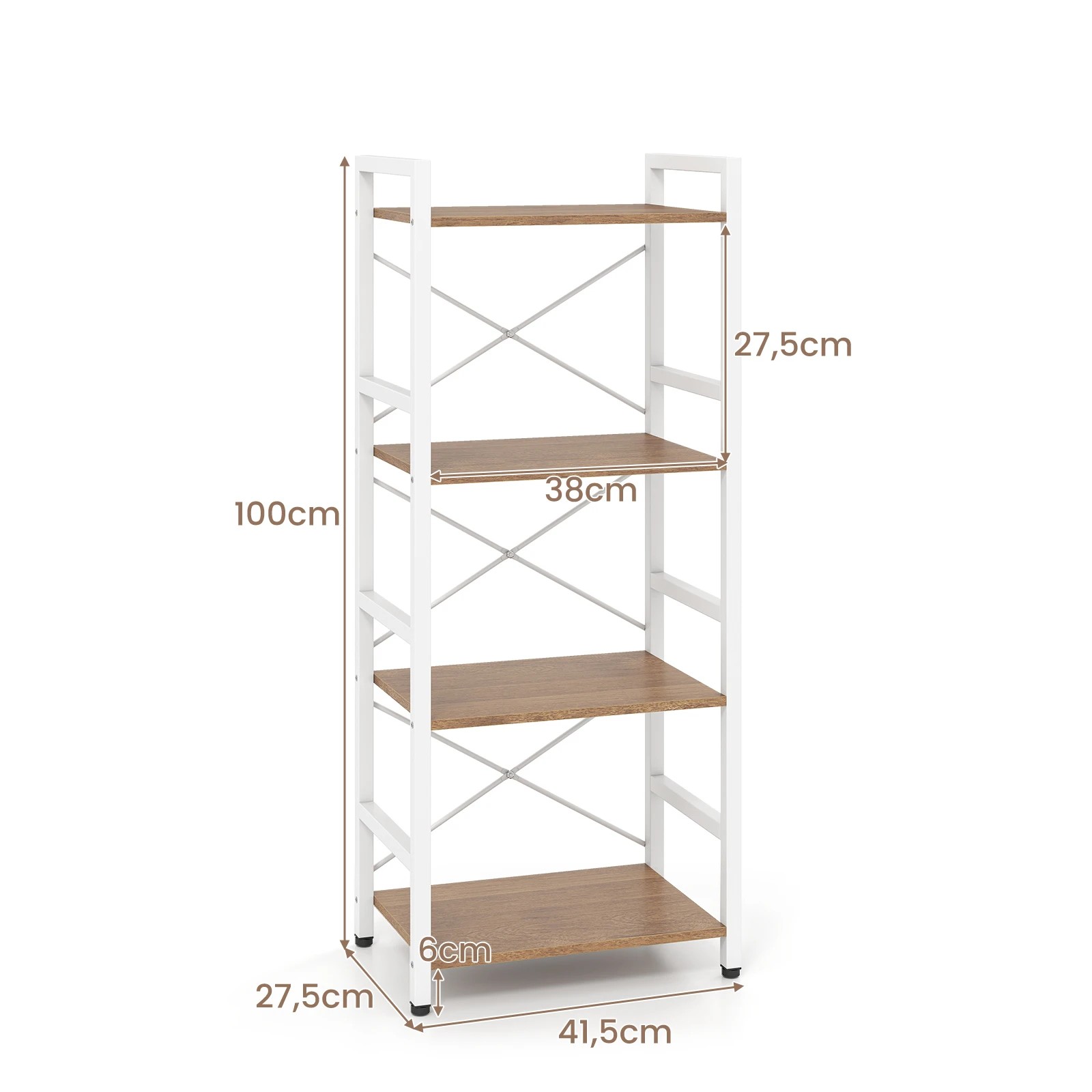 7 Costway 4-Tier Bookshelf Bookcase Metal Display Rack Open Shelves - Natural, 7 of 7