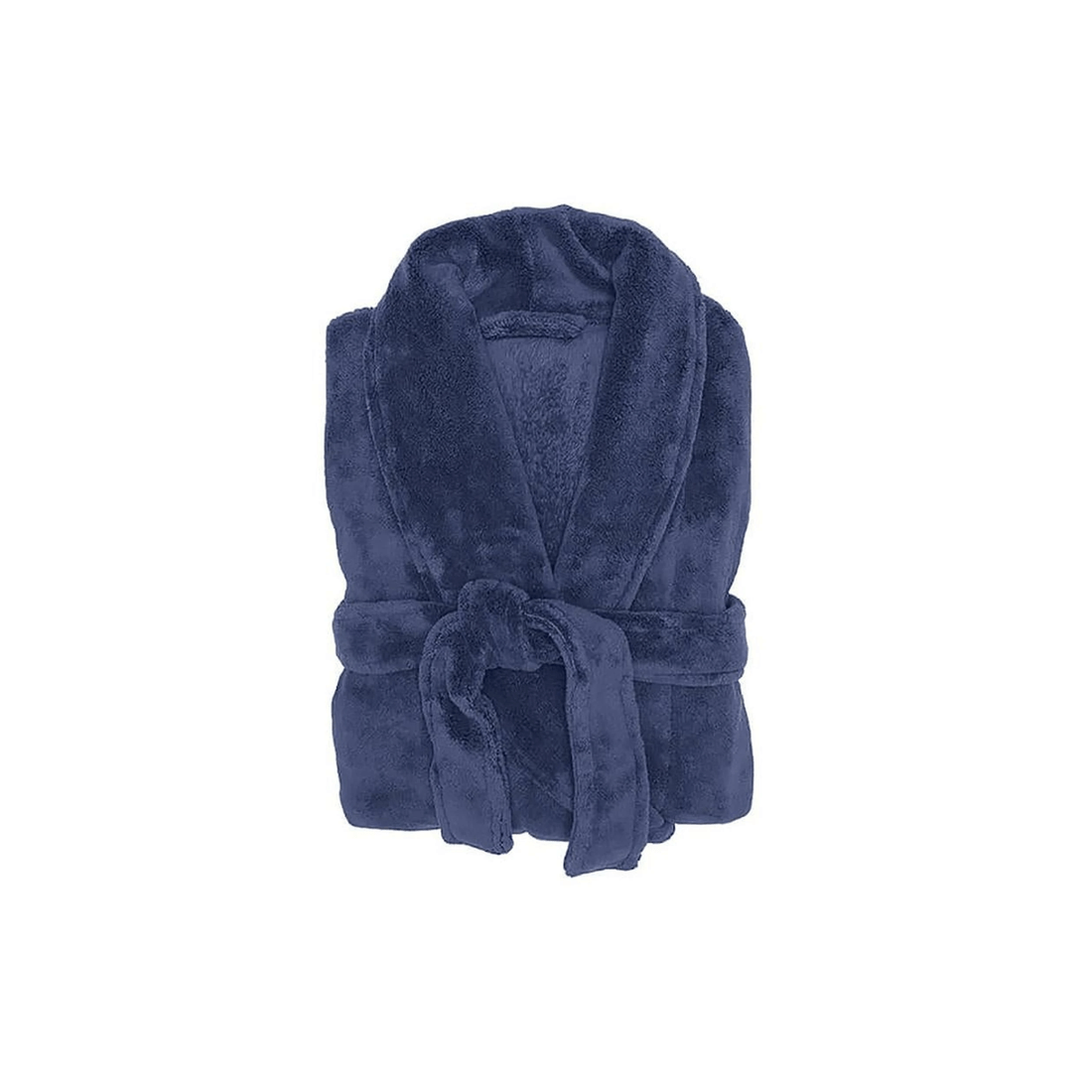1 Bambury Microplush Coral Fleece Bath Robe — 100% Polyester (Denim) - Blue, 1 of 7